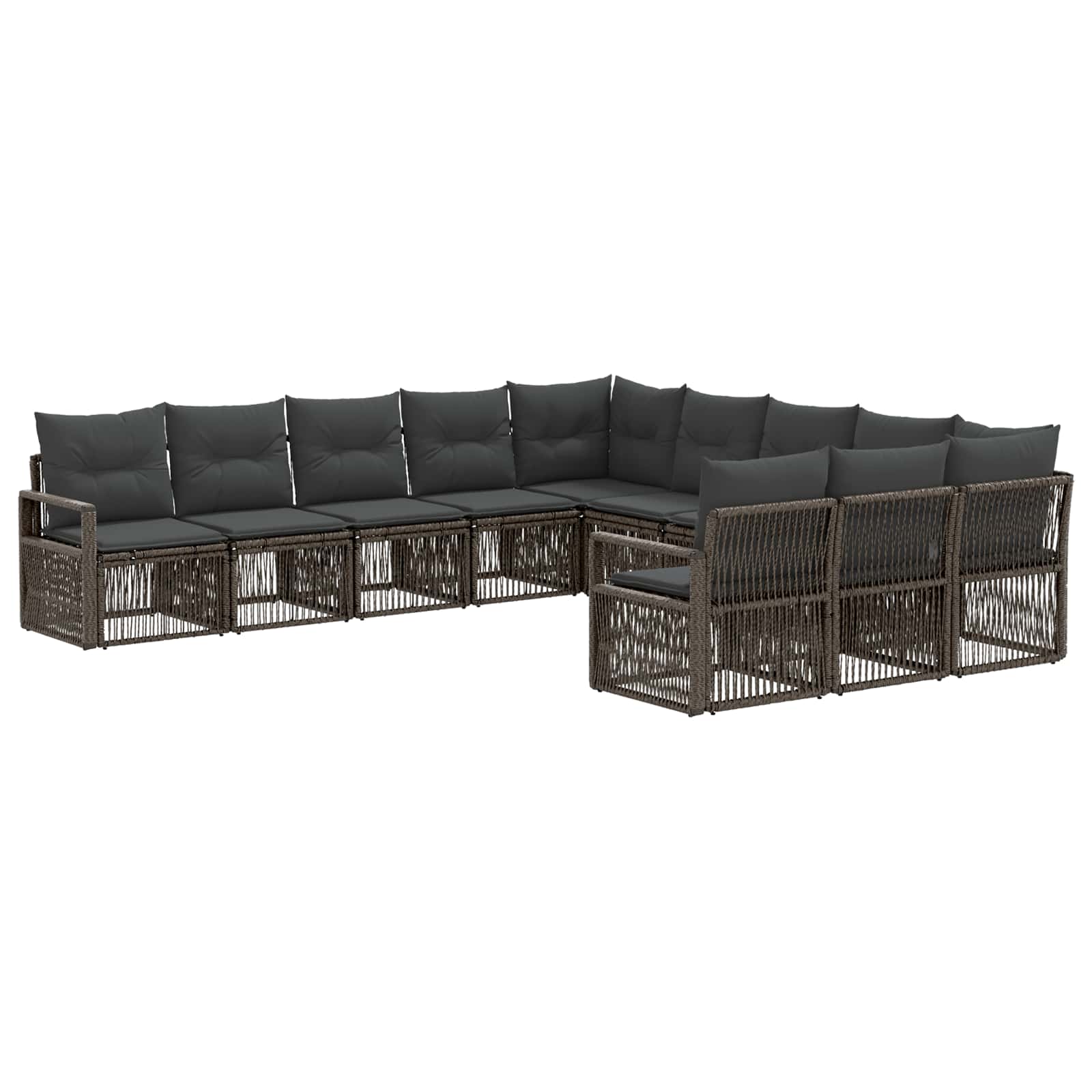 vidaXL Tuinbankenset 12 pcs Zwart poly rattan