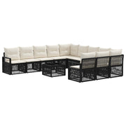 vidaXL Tuinbankenset 12 pcs Zwart poly rattan