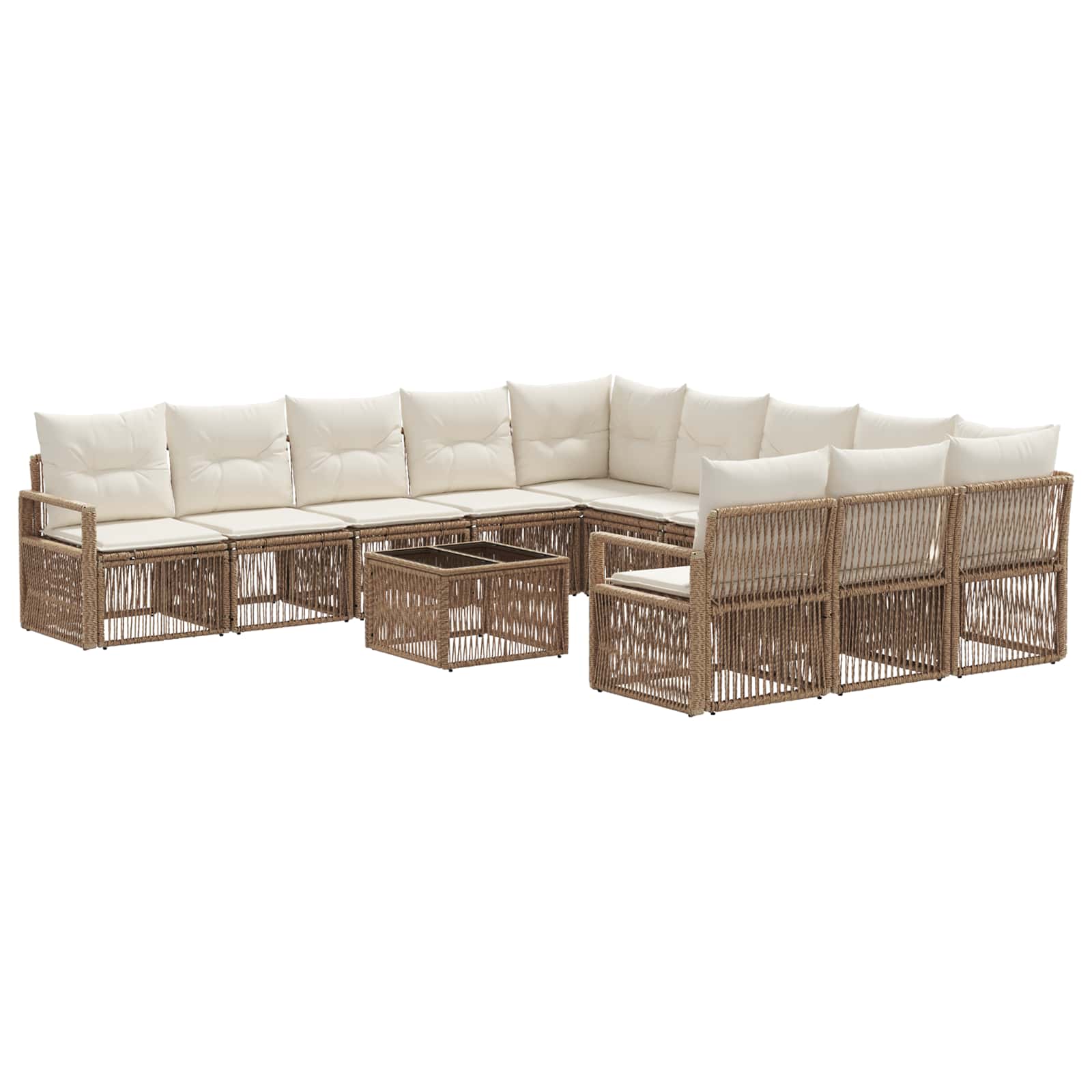 vidaXL Tuinbankenset 12 pcs Zwart poly rattan