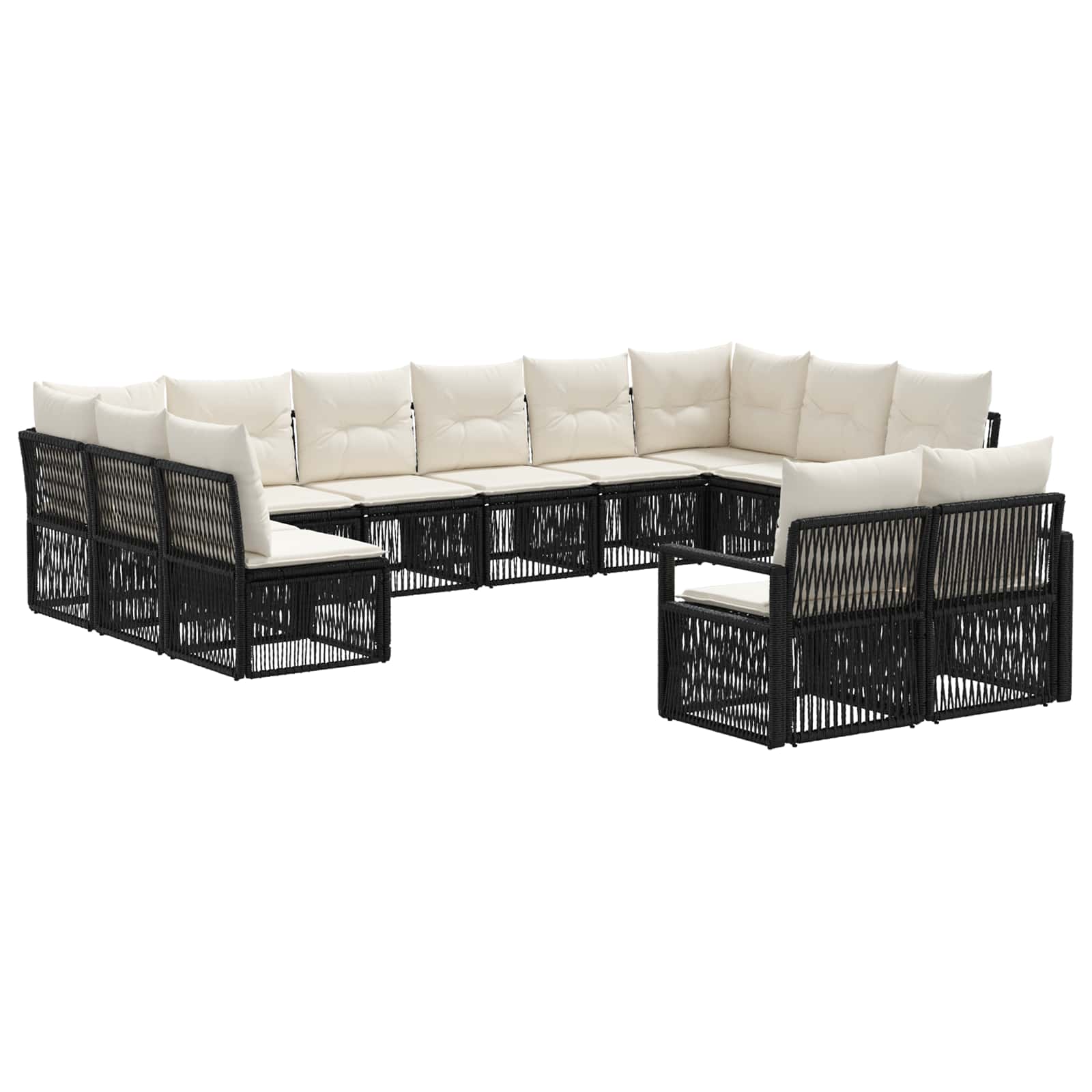 vidaXL Tuinbankenset 13 pcs Zwart poly rattan