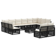 vidaXL Tuinbankenset 13 pcs Zwart poly rattan