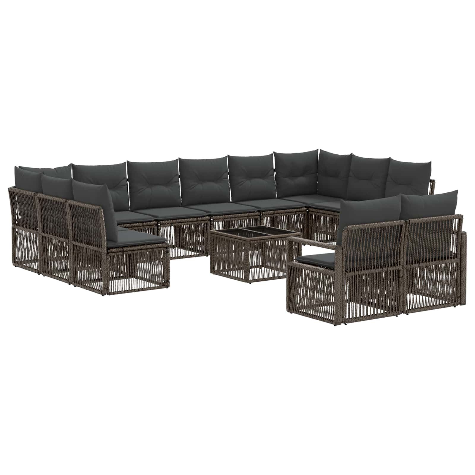 vidaXL Tuinbankenset 13 pcs Zwart poly rattan