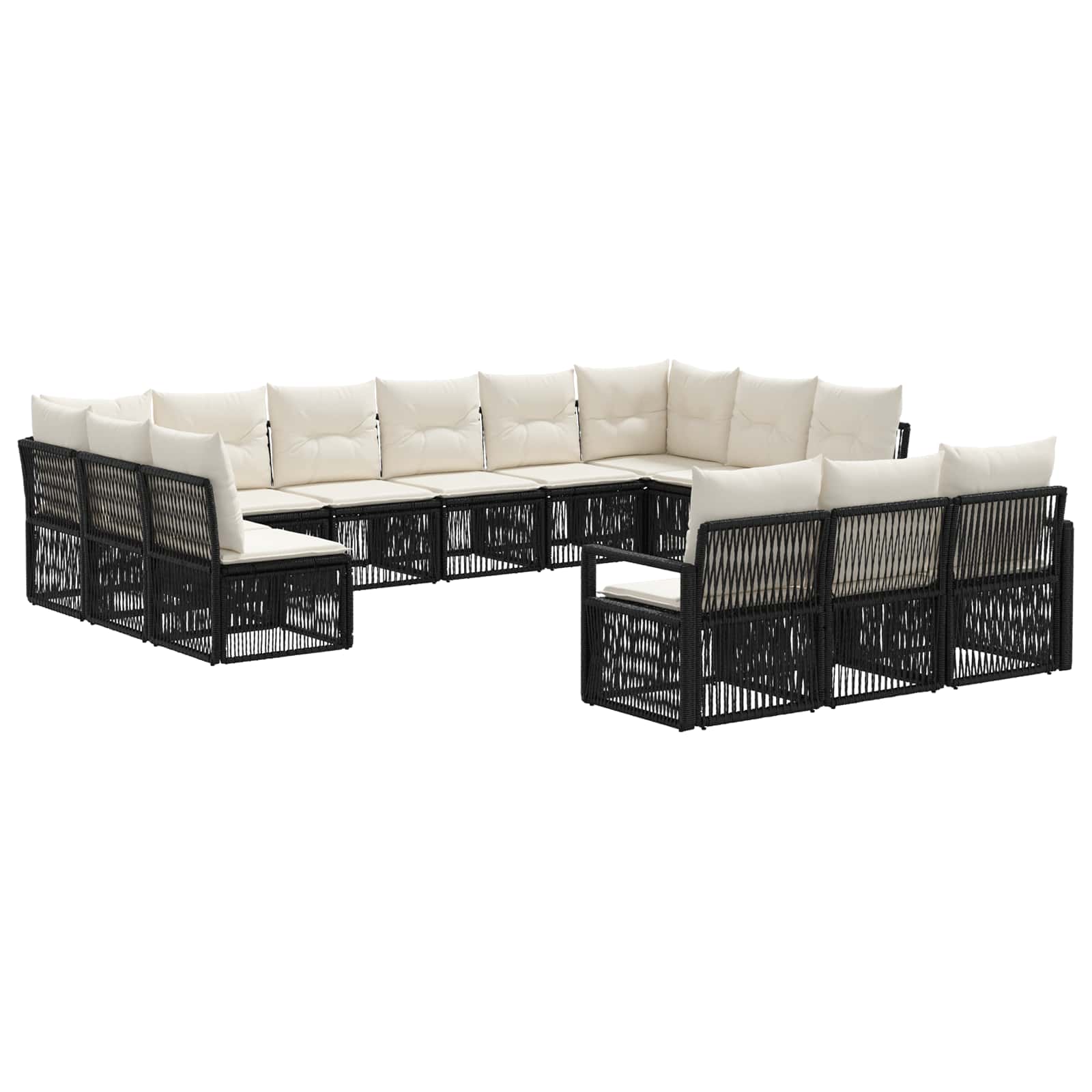 vidaXL Tuinbankenset 14 pcs Zwart poly rattan