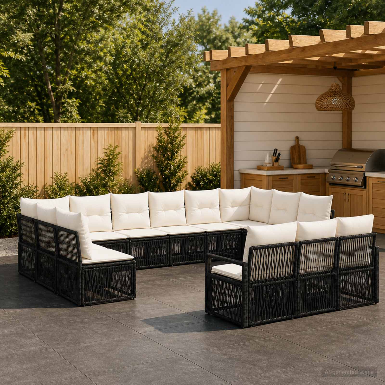 vidaXL Tuinbankenset 14 pcs Zwart poly rattan