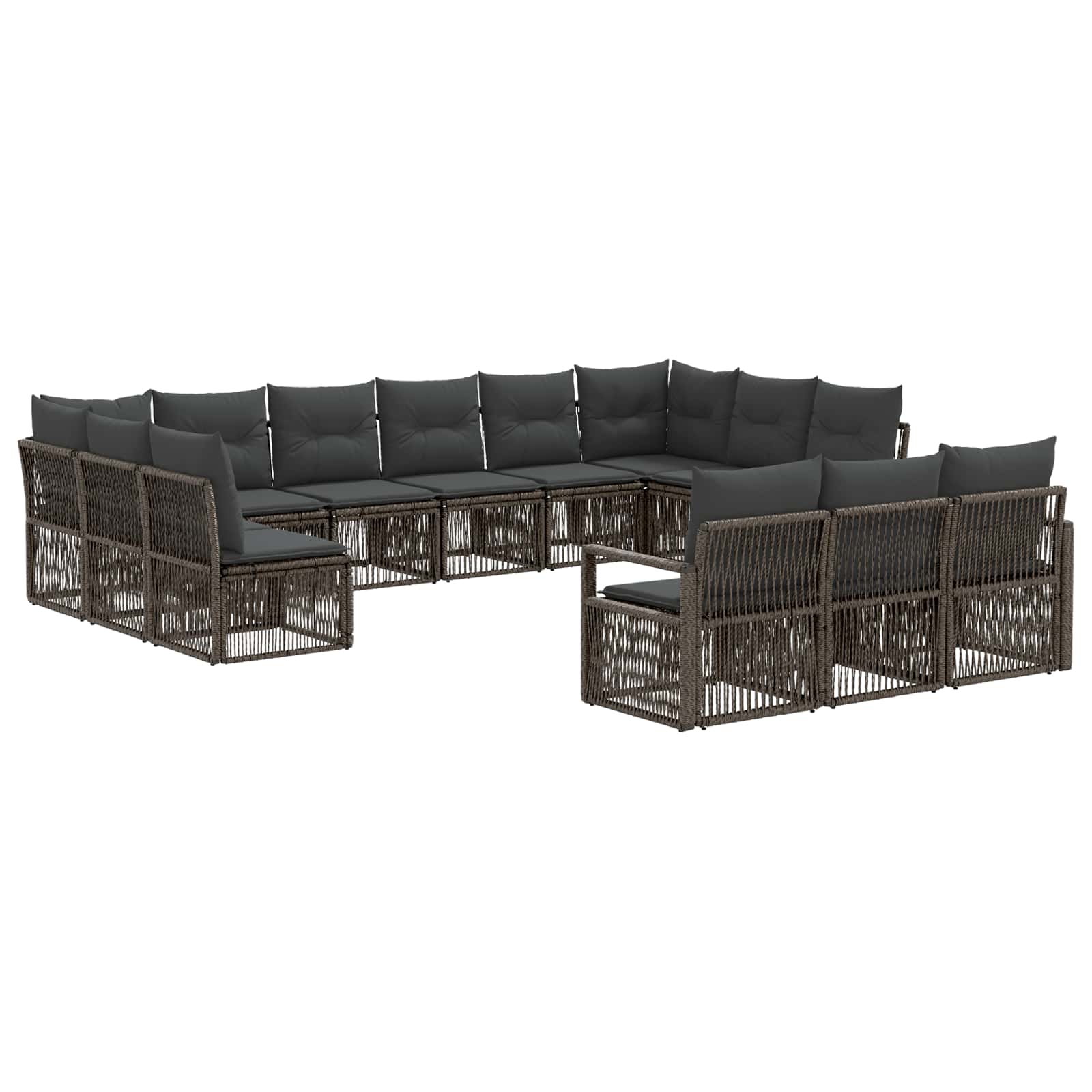 vidaXL Tuinbankenset 14 pcs Zwart poly rattan