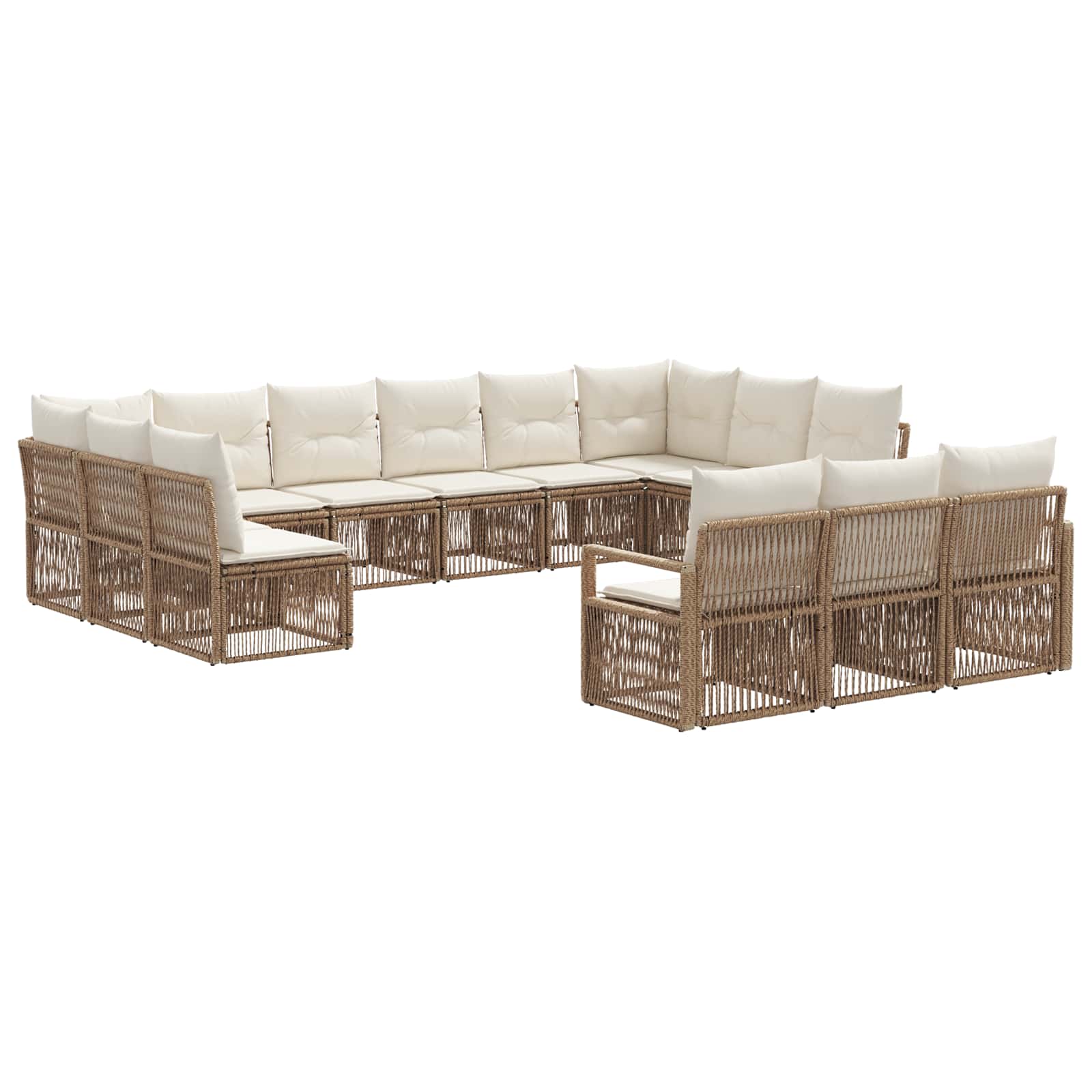 vidaXL Tuinbankenset 14 pcs Zwart poly rattan