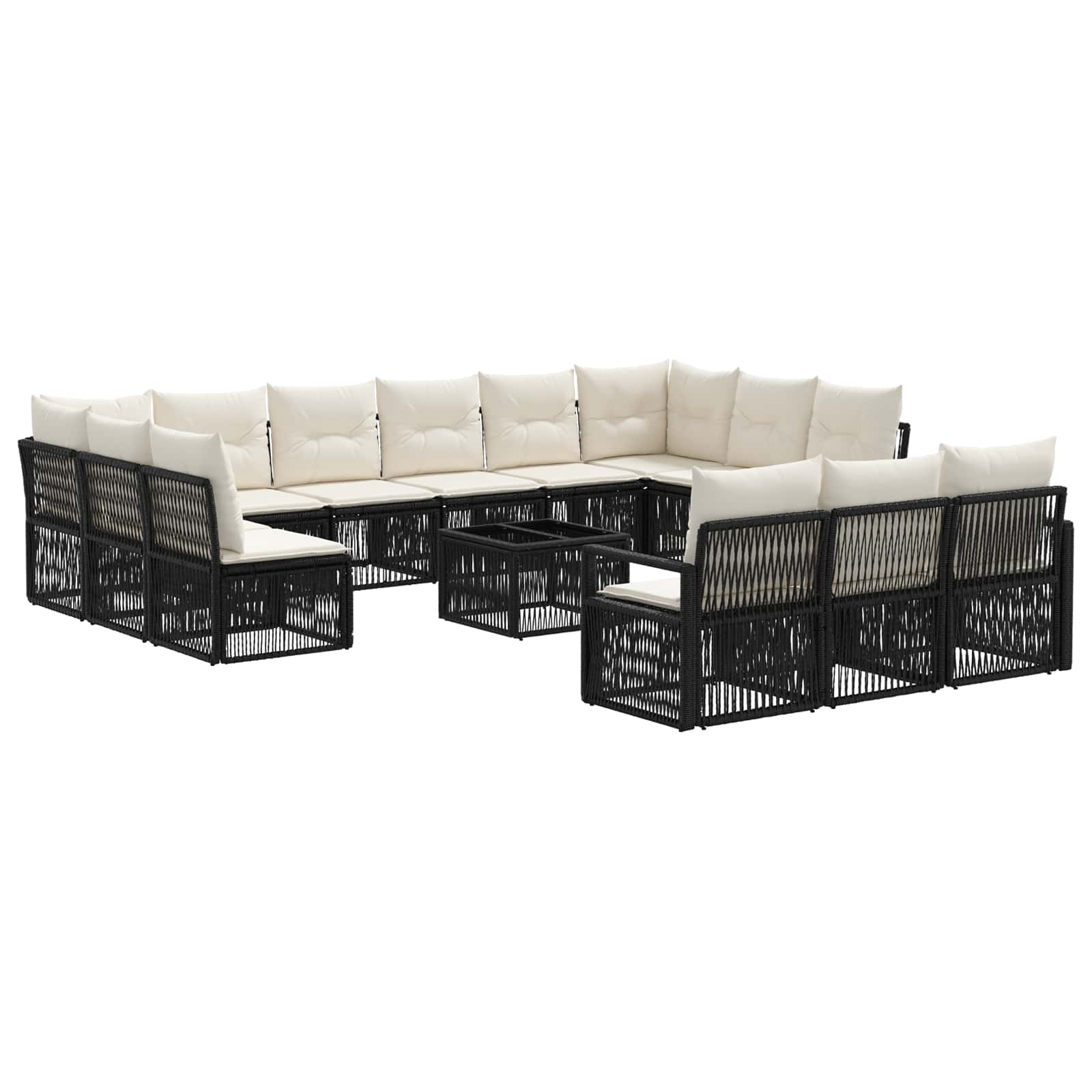 vidaXL Tuinbankenset 14 pcs Zwart poly rattan