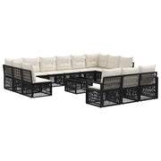 vidaXL Tuinbankenset 14 pcs Zwart poly rattan