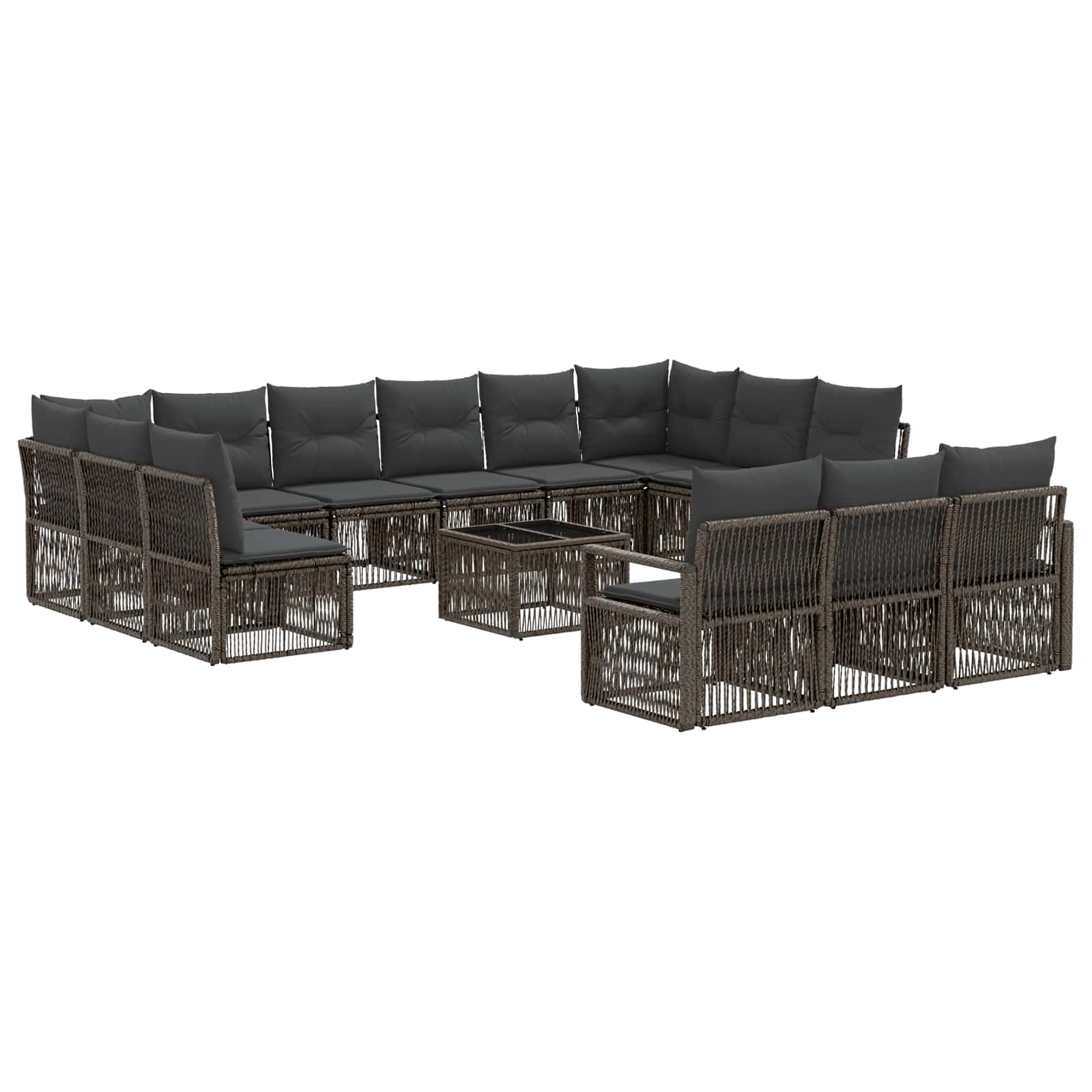 vidaXL Tuinbankenset 14 pcs Zwart poly rattan