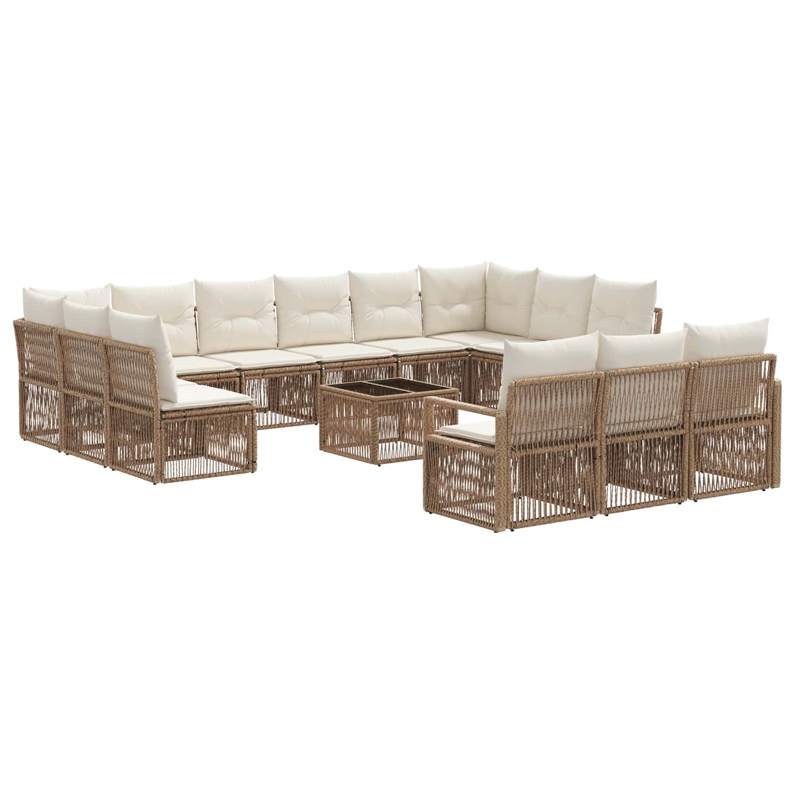 vidaXL Tuinbankenset 14 pcs Zwart poly rattan