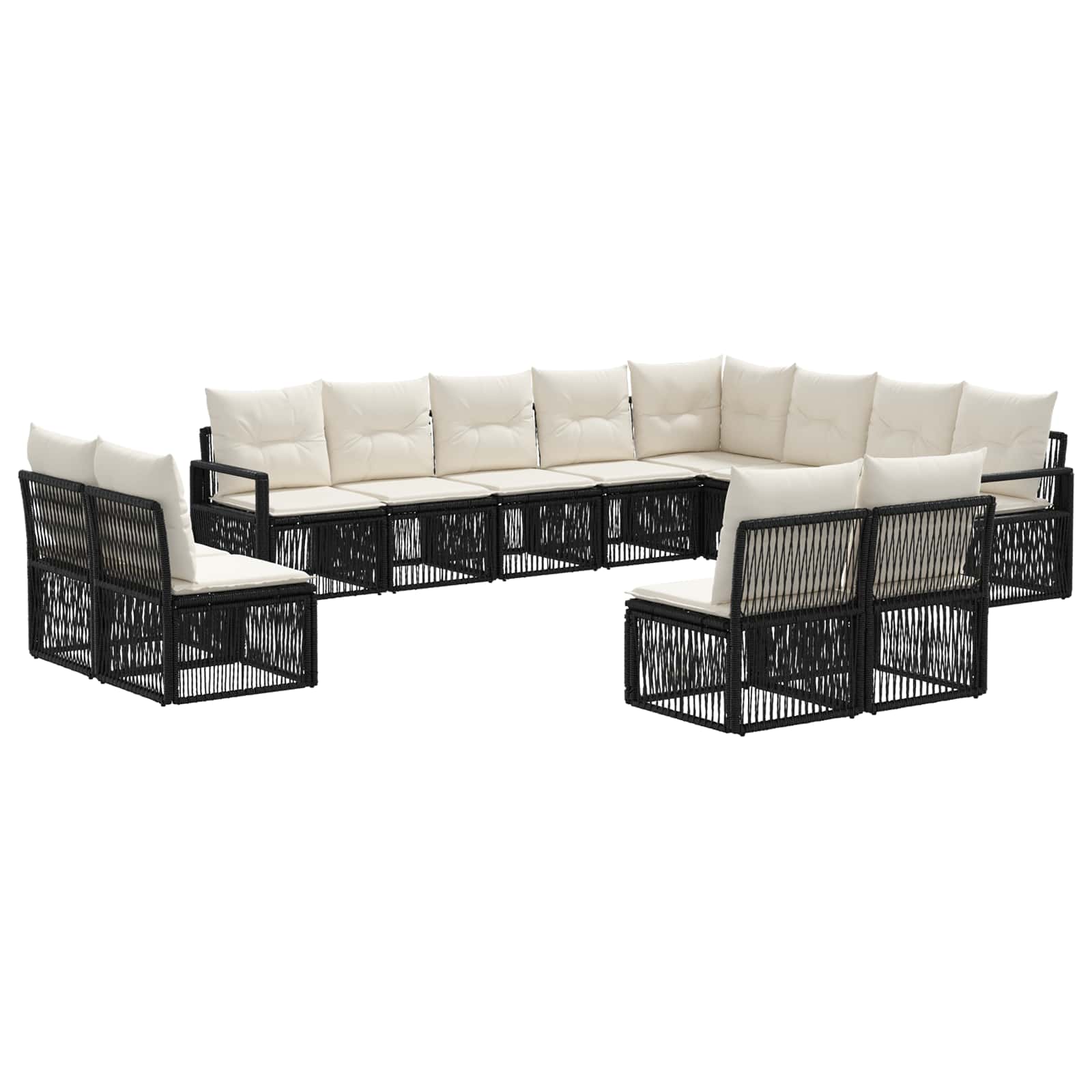 vidaXL Tuinbankenset 13 pcs Zwart poly rattan