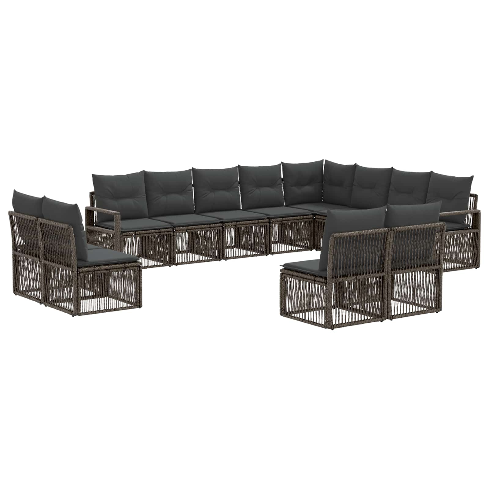 vidaXL Tuinbankenset 13 pcs Zwart poly rattan
