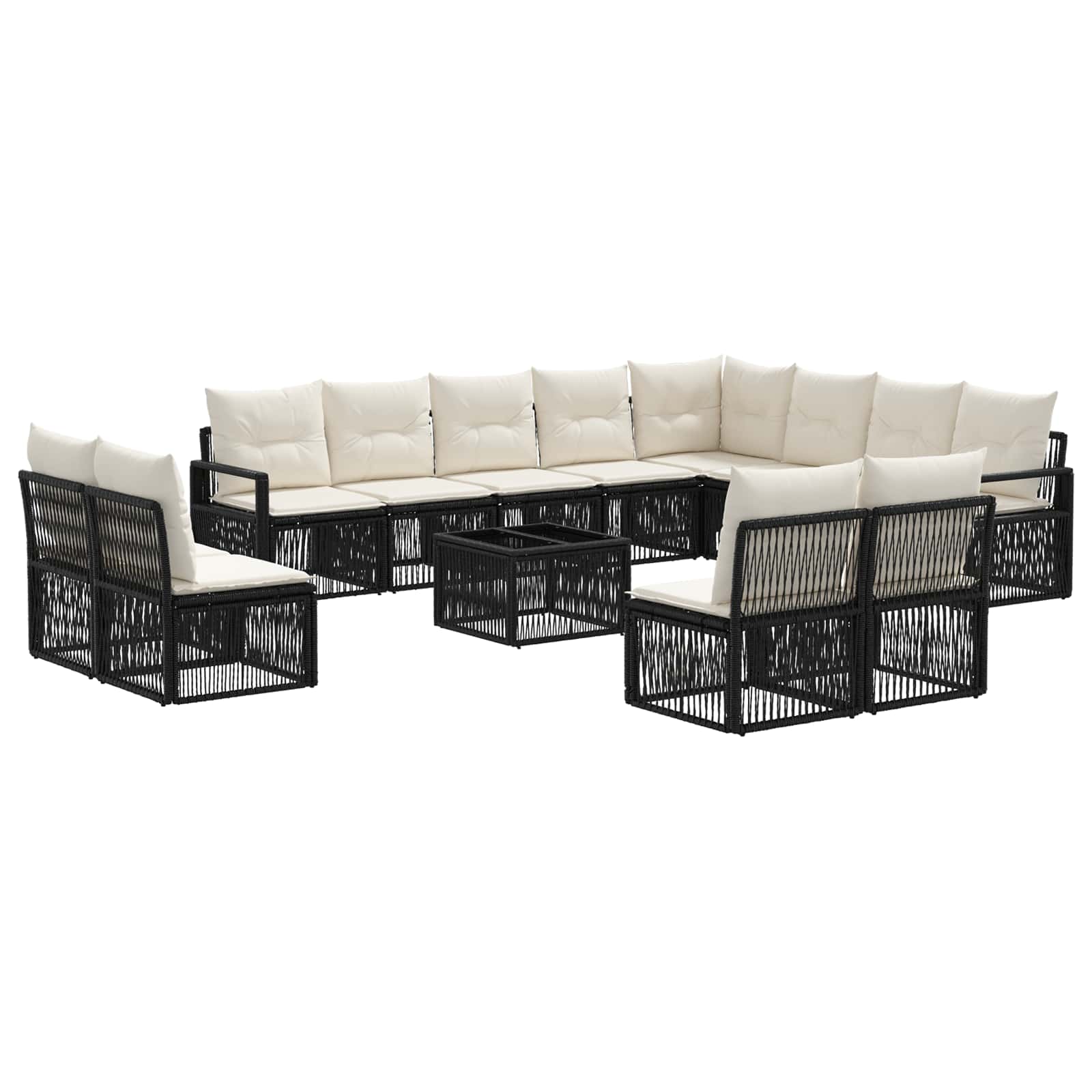 vidaXL Tuinbankenset 13 pcs Zwart poly rattan