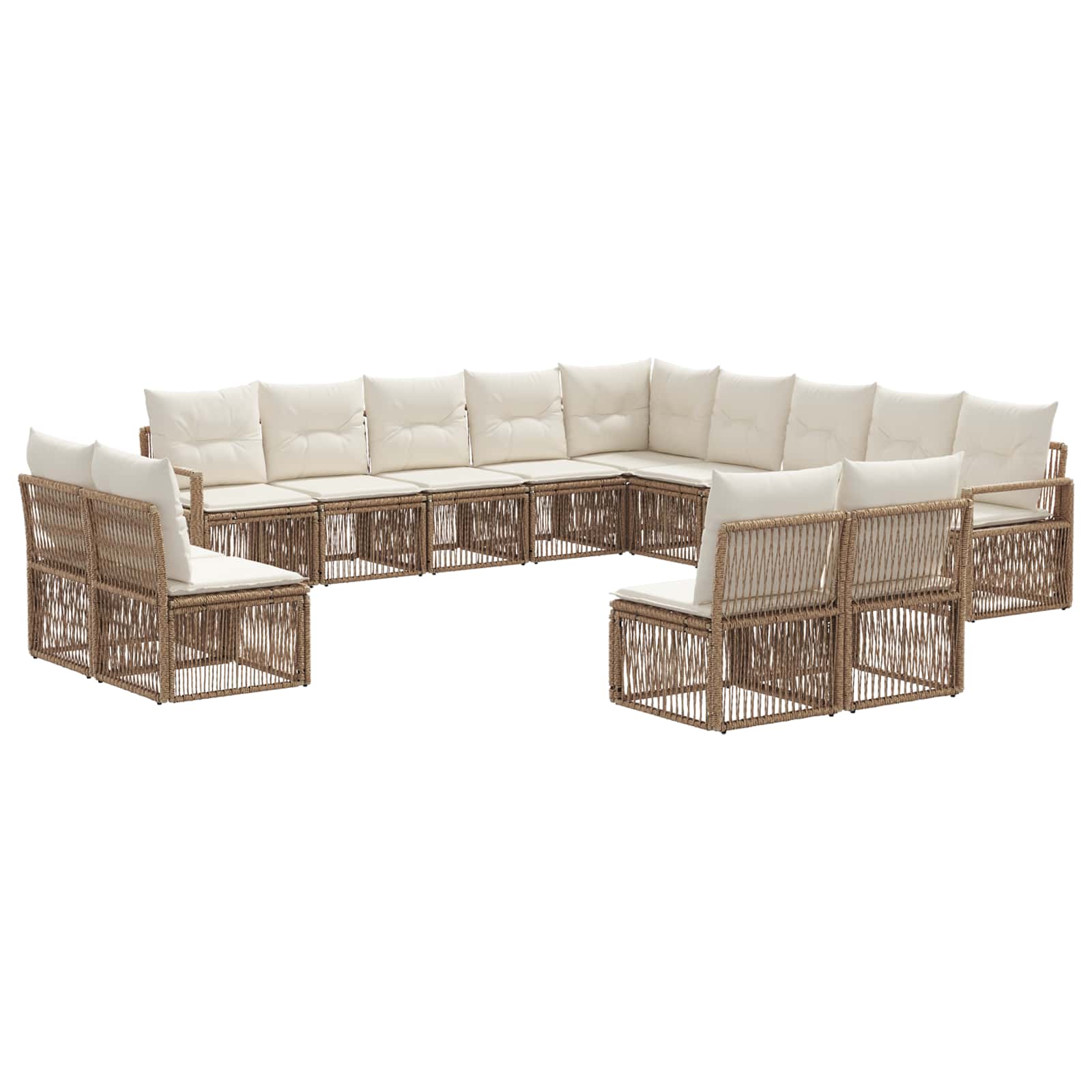 vidaXL Tuinbankenset 14 pcs Zwart poly rattan