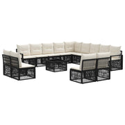 vidaXL Tuinbankenset 14 pcs Zwart poly rattan