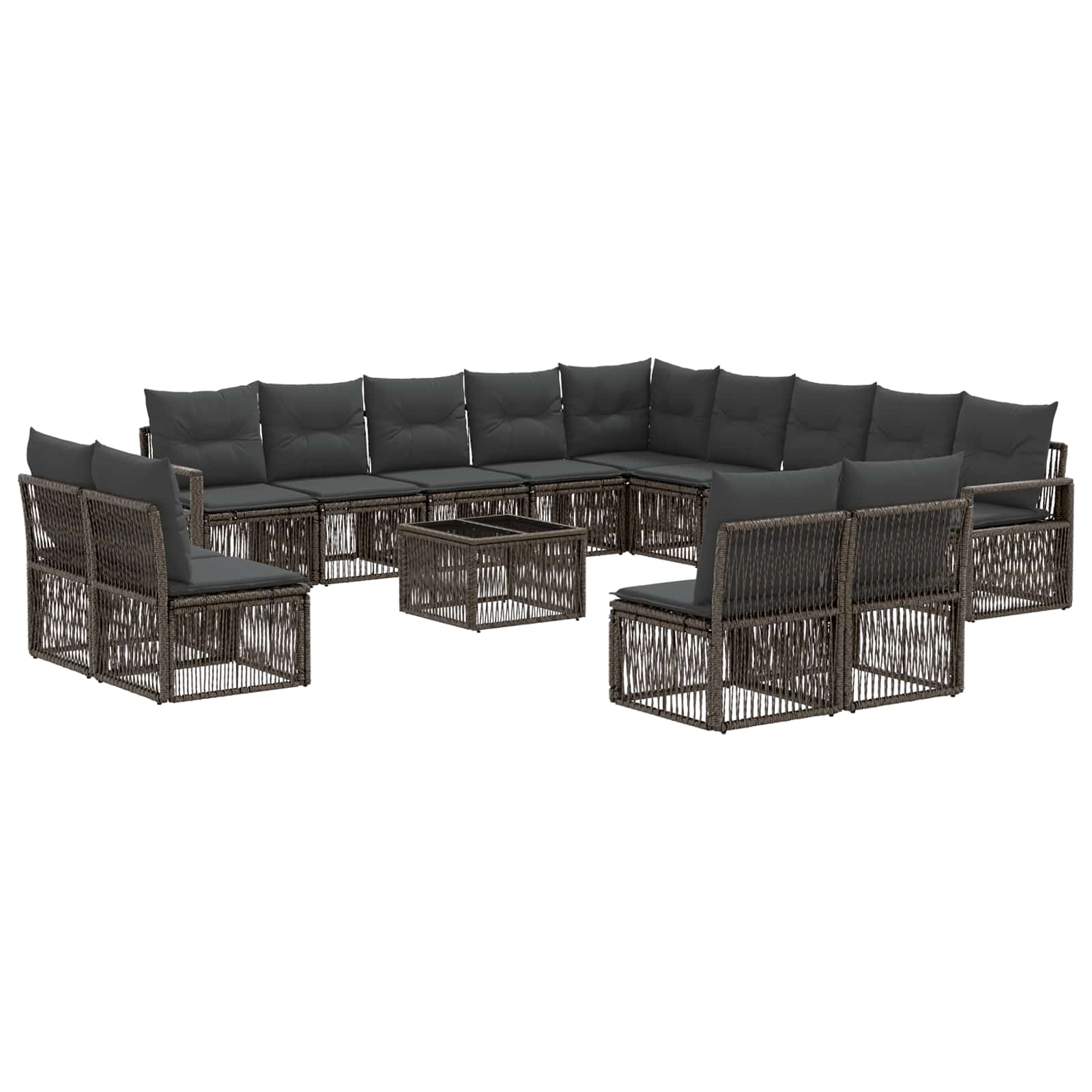 vidaXL Tuinbankenset 14 pcs Zwart poly rattan