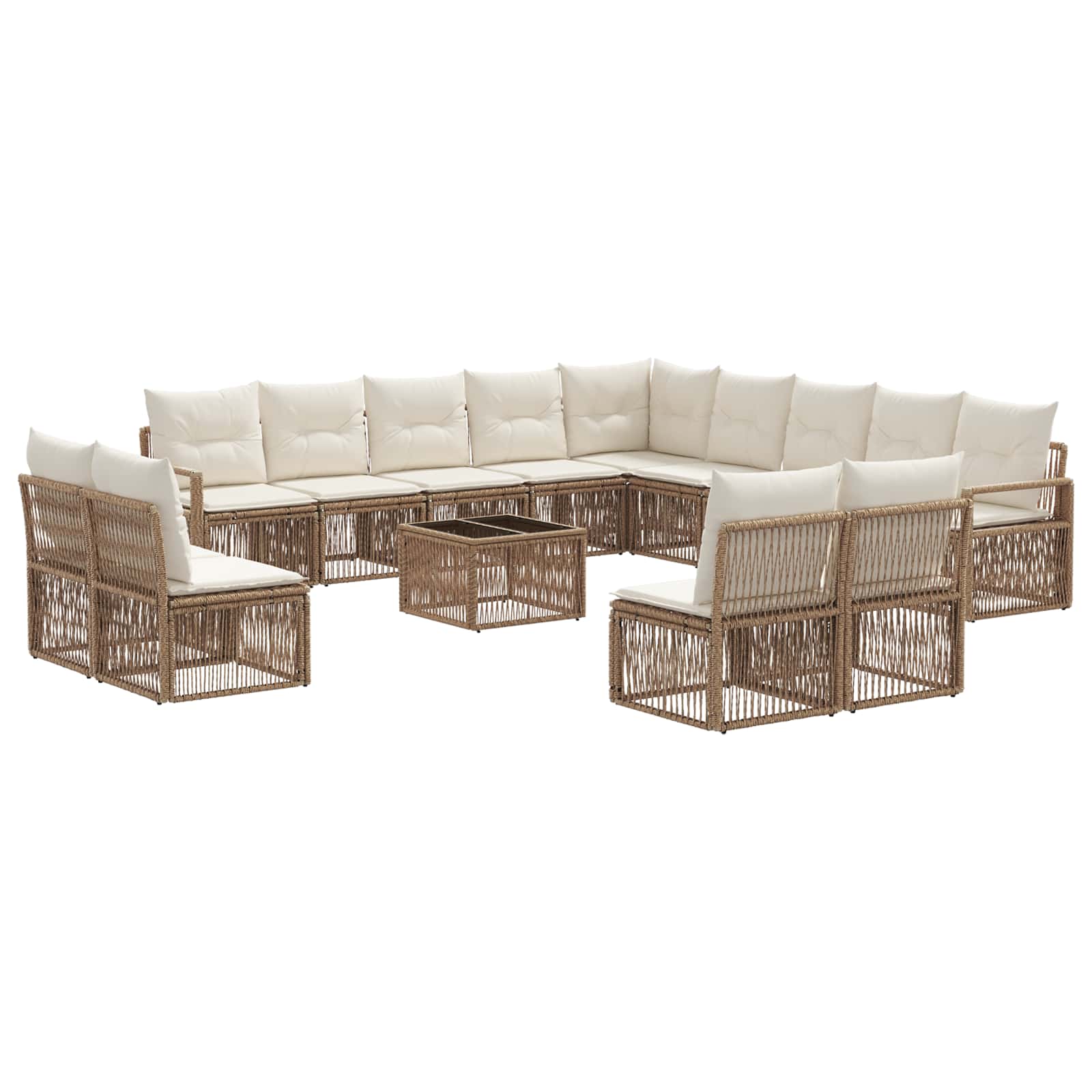 vidaXL Tuinbankenset 14 pcs Zwart poly rattan