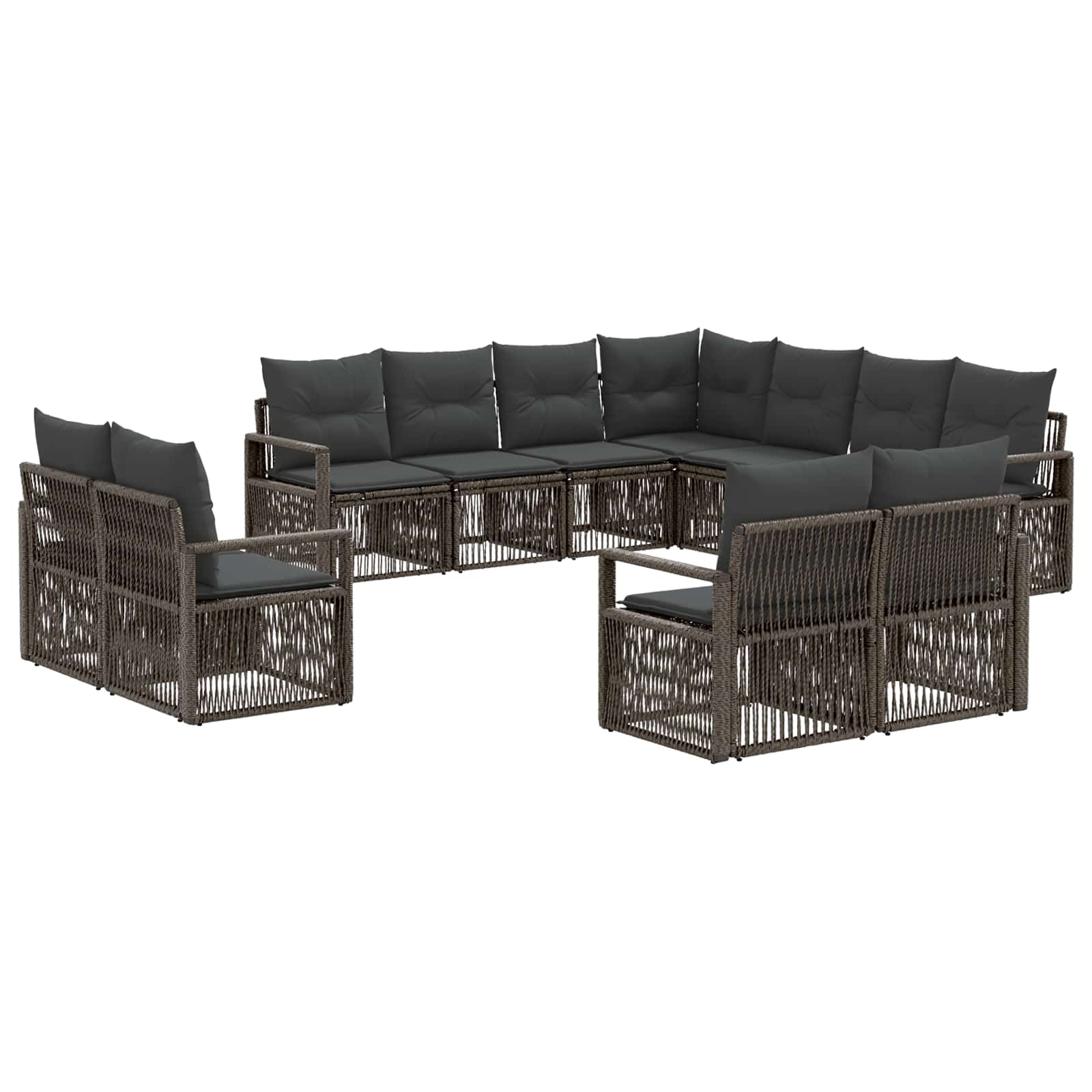 vidaXL Tuinbankenset 12 pcs Zwart poly rattan