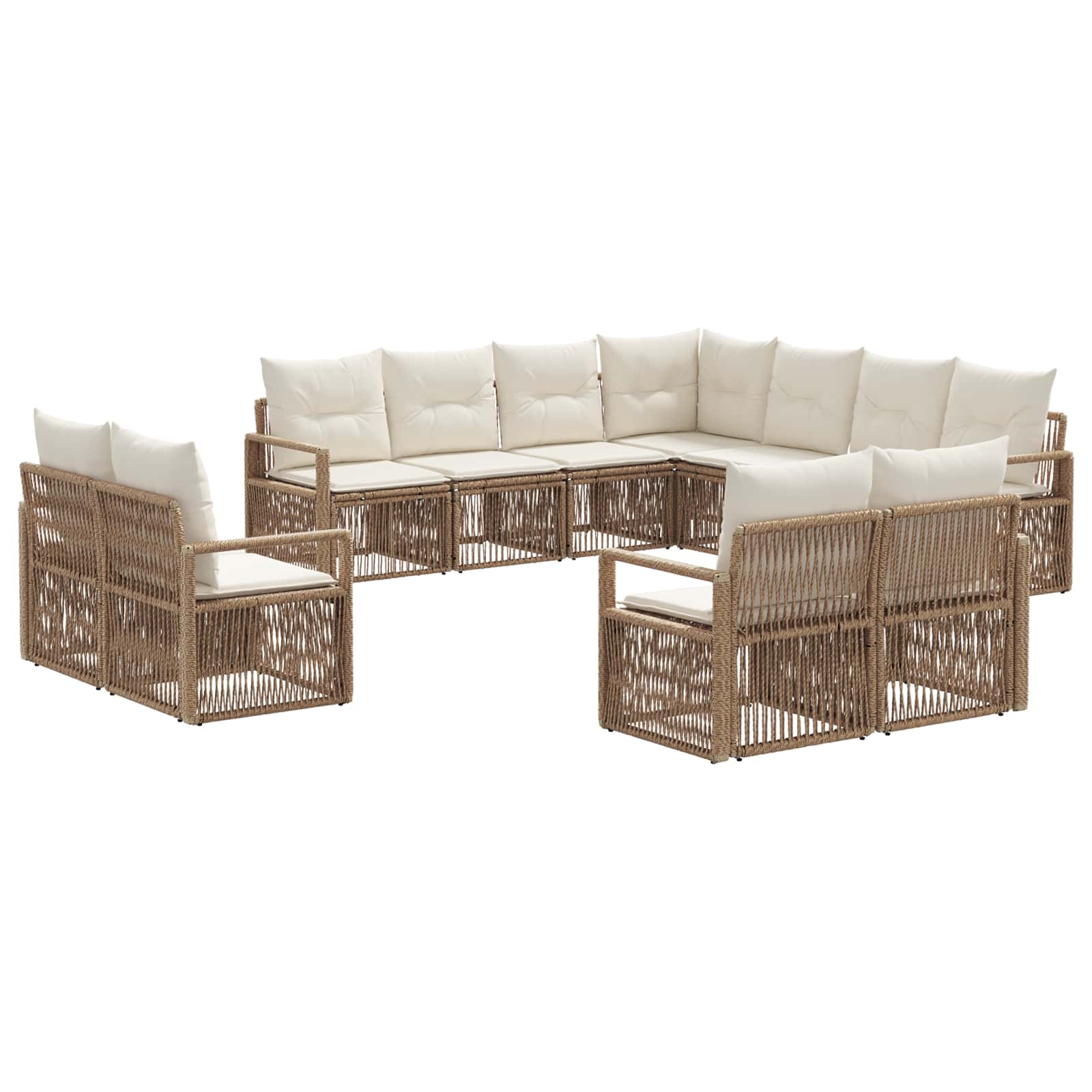 vidaXL Tuinbankenset 12 pcs Zwart poly rattan