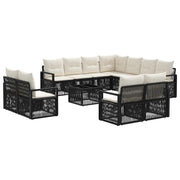 vidaXL Tuinbankenset 12 pcs Zwart poly rattan