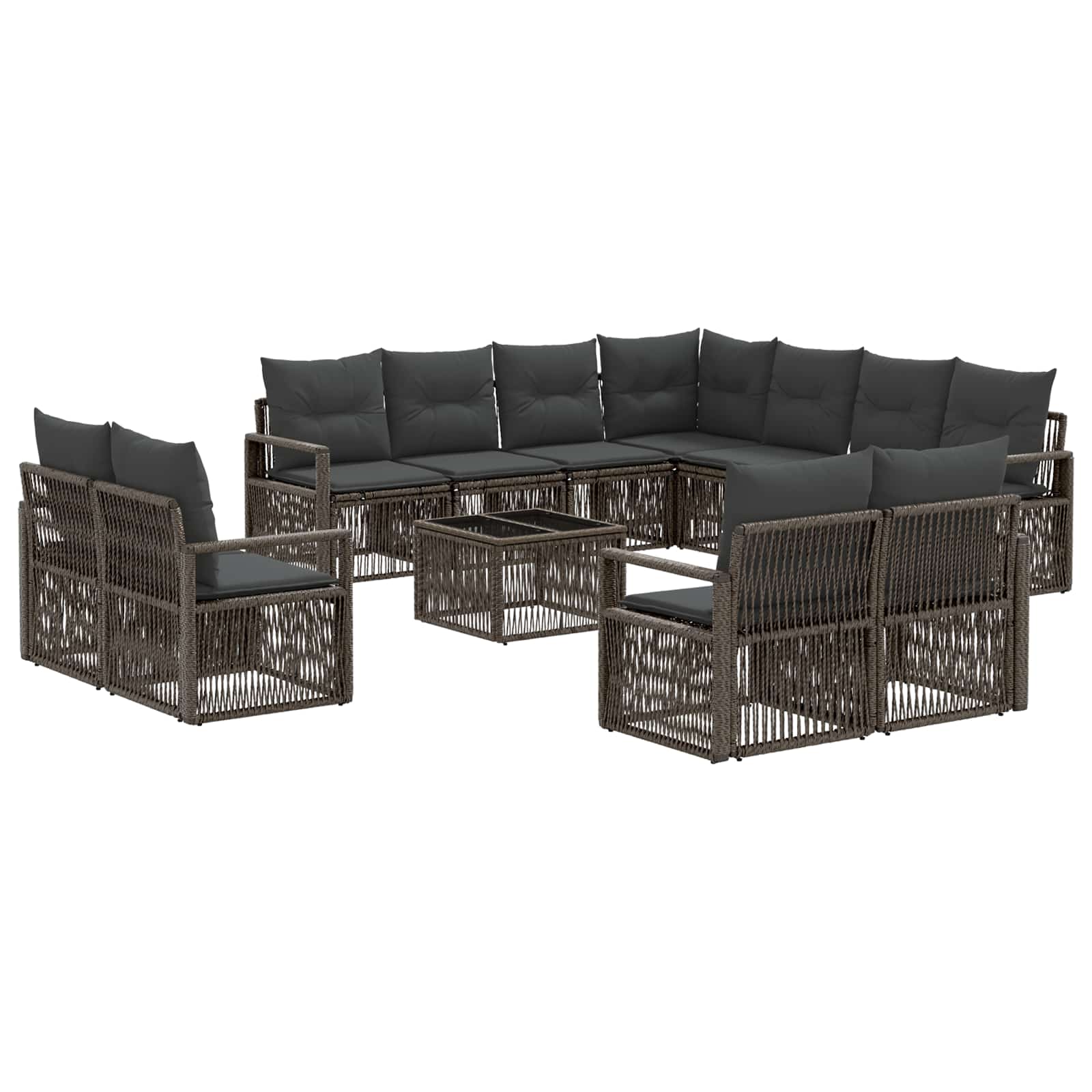 vidaXL Tuinbankenset 12 pcs Zwart poly rattan