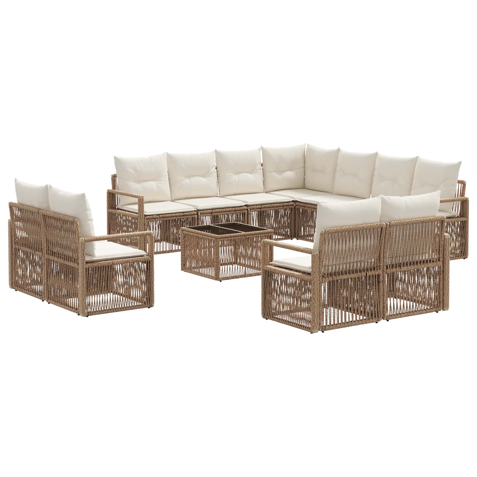 vidaXL Tuinbankenset 12 pcs Zwart poly rattan