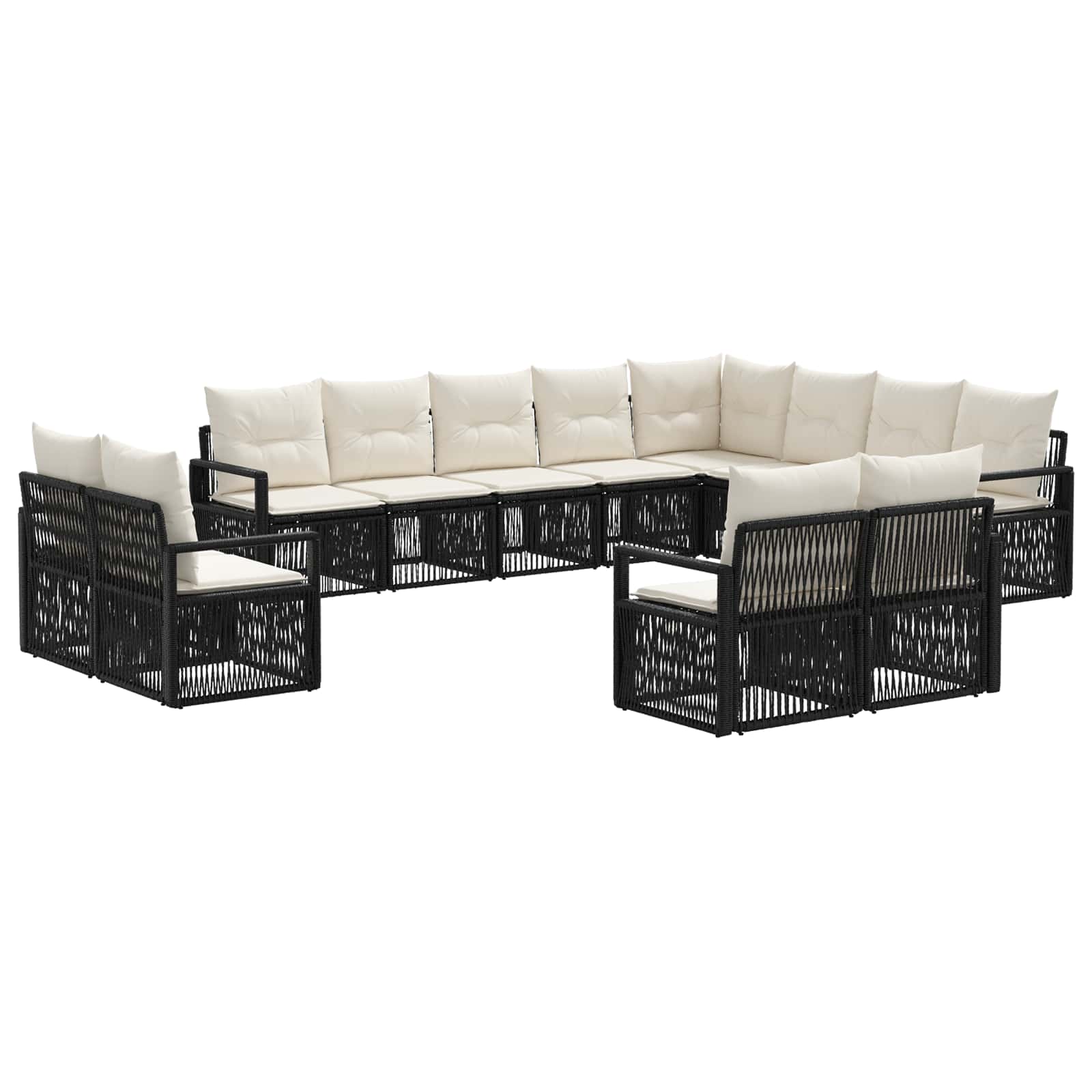 vidaXL Tuinbankenset 13 pcs Zwart poly rattan