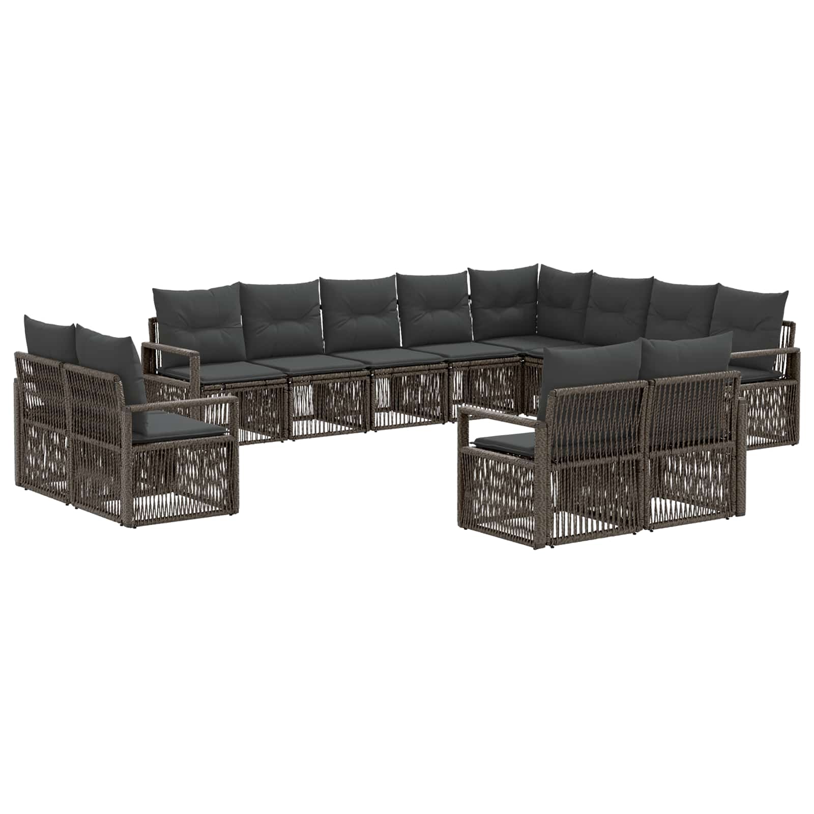 vidaXL Tuinbankenset 13 pcs Zwart poly rattan