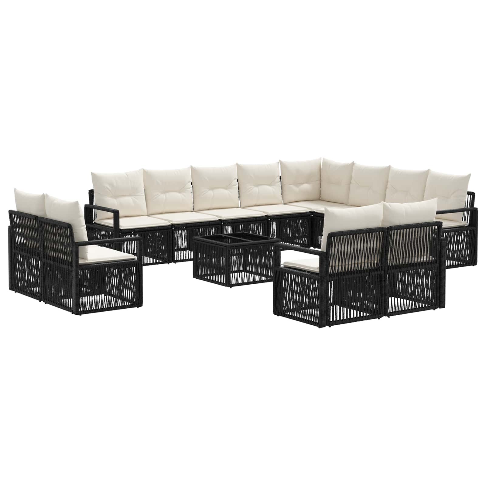 vidaXL Tuinbankenset 13 pcs Zwart poly rattan