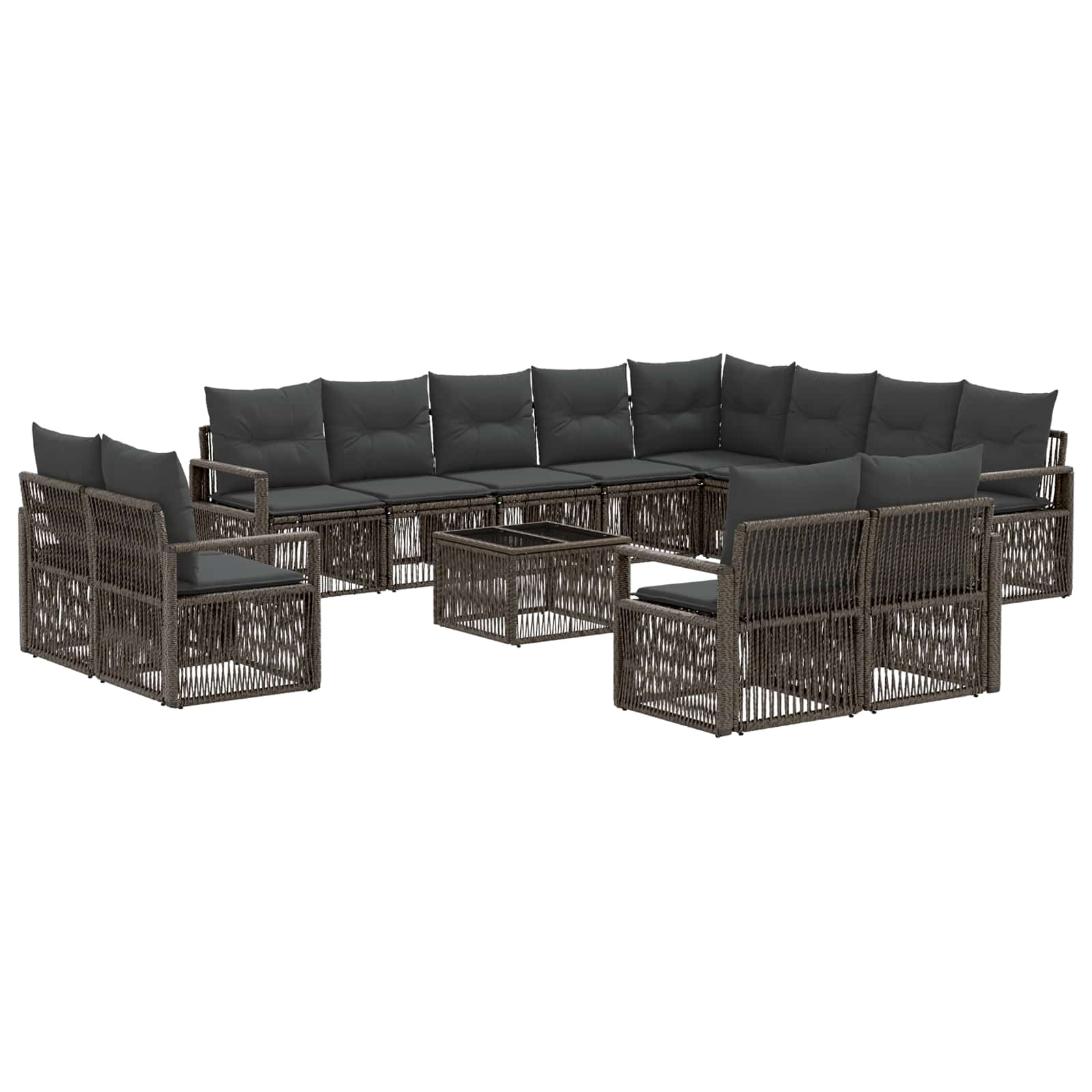 vidaXL Tuinbankenset 13 pcs Zwart poly rattan