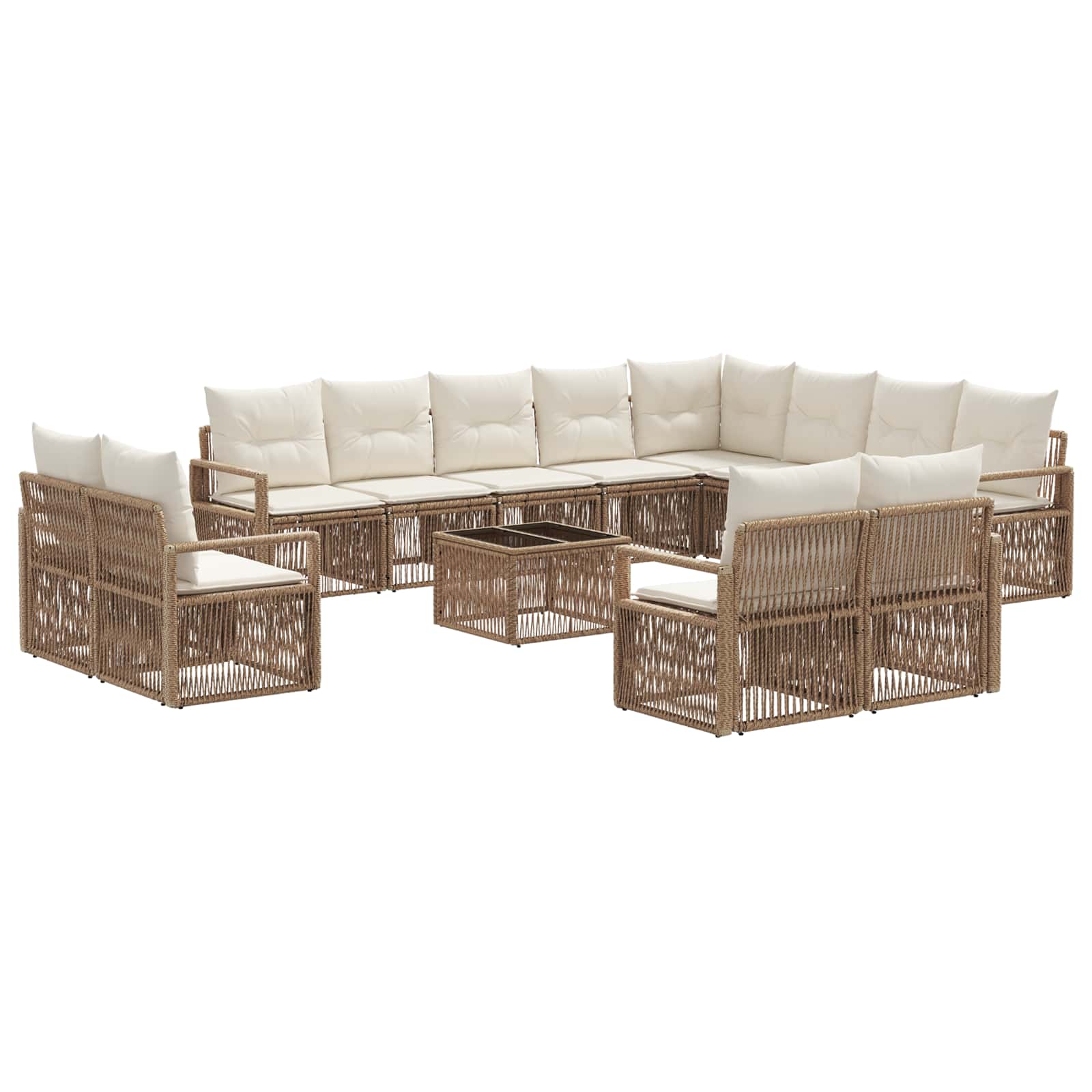 vidaXL Tuinbankenset 13 pcs Zwart poly rattan