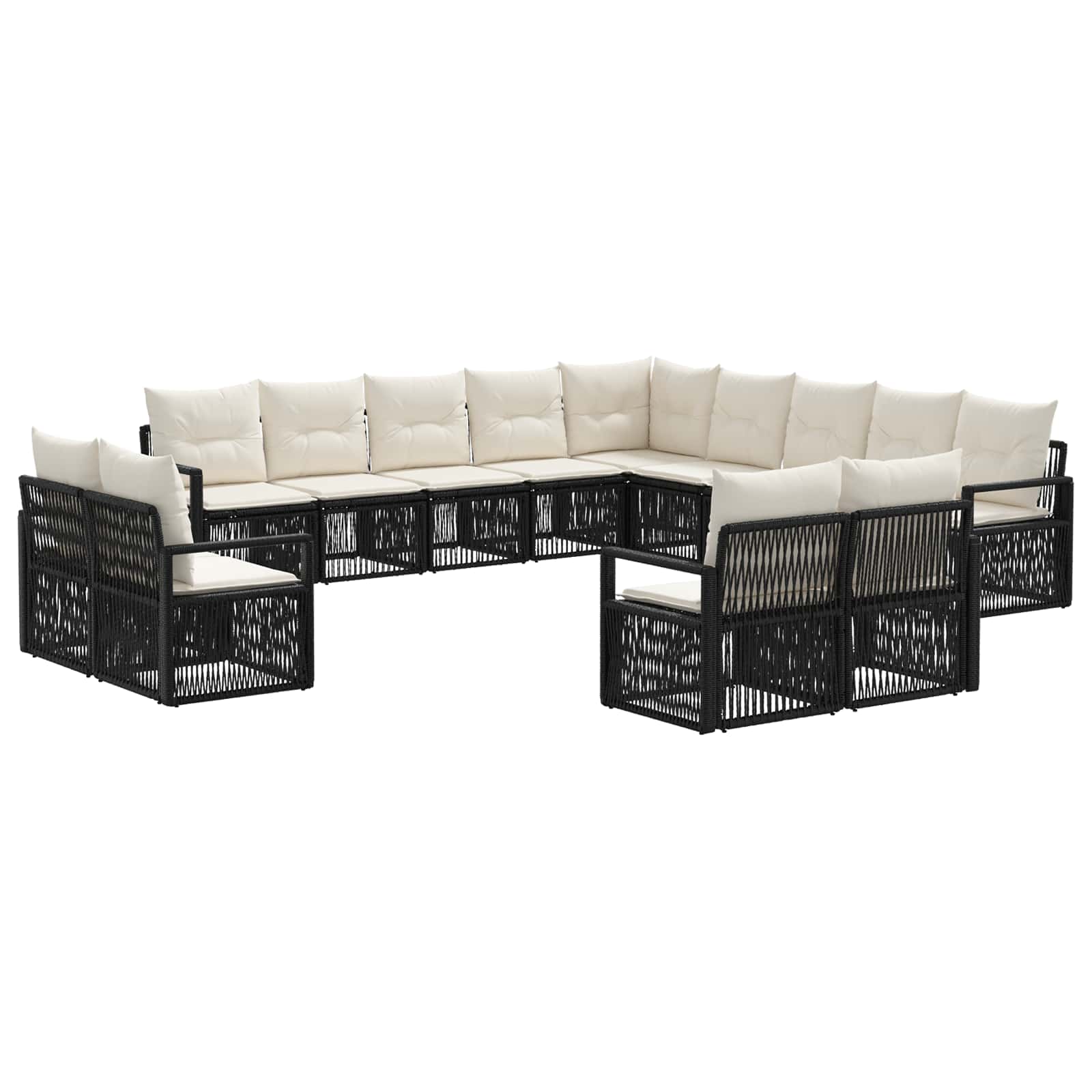 vidaXL Tuinbankenset 14 pcs Zwart poly rattan