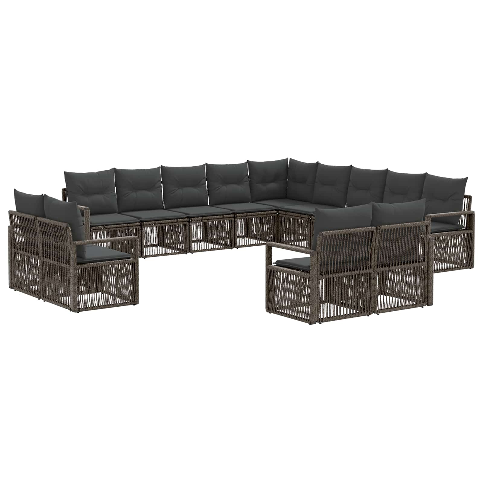 vidaXL Tuinbankenset 14 pcs Zwart poly rattan