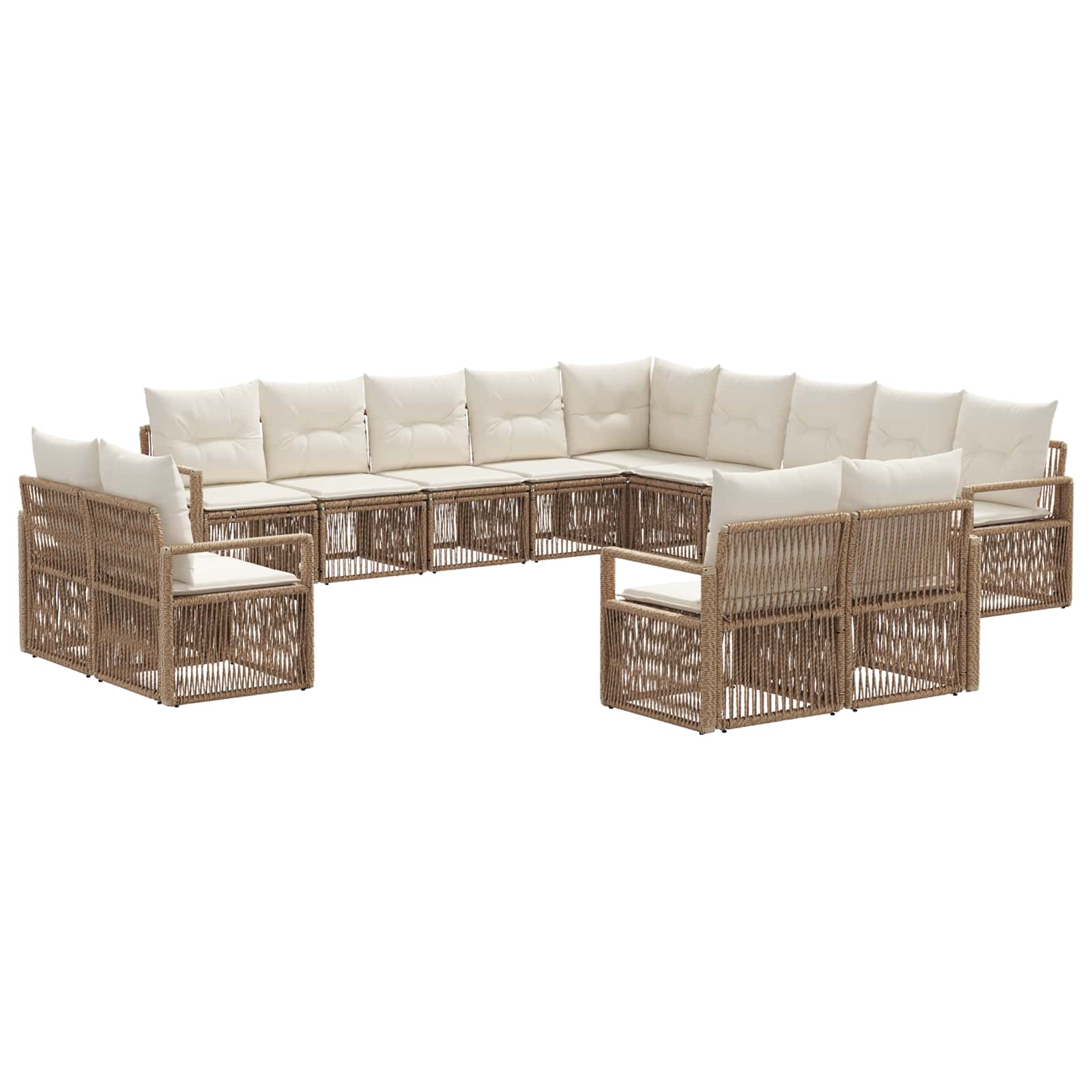 vidaXL Tuinbankenset 14 pcs Zwart poly rattan