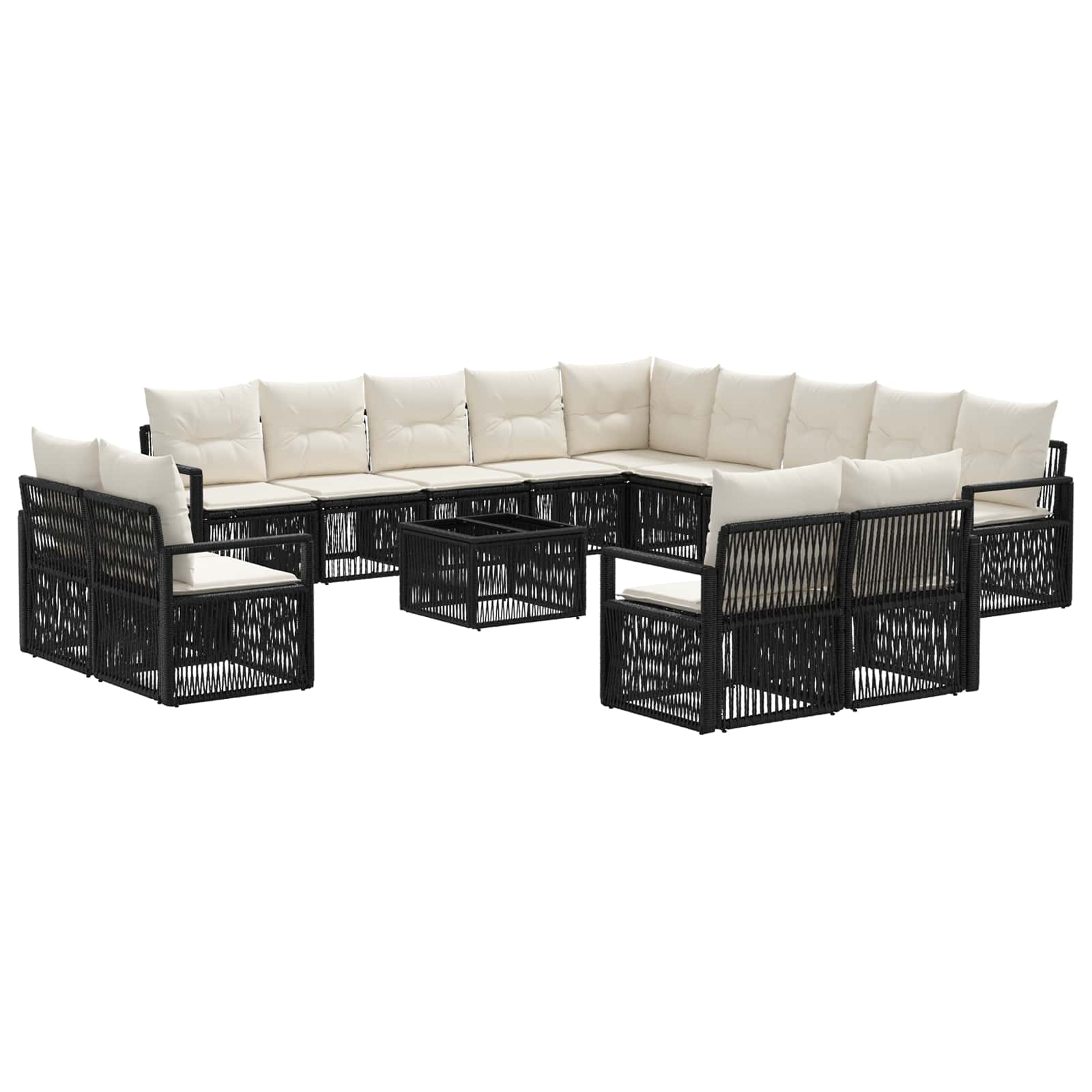 vidaXL Tuinbankenset 14 pcs Zwart poly rattan