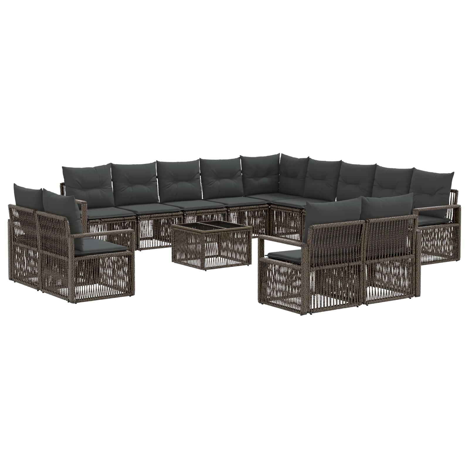 vidaXL Tuinbankenset 14 pcs Zwart poly rattan