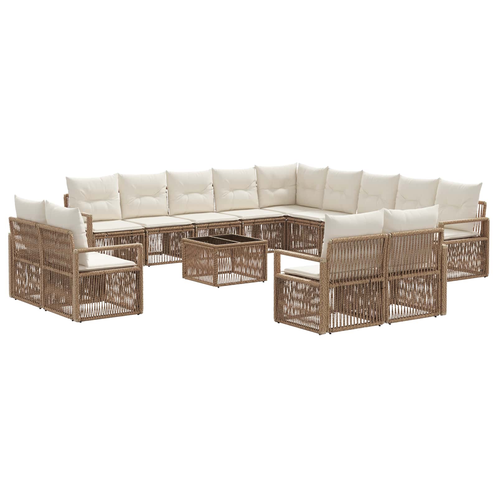 vidaXL Tuinbankenset 14 pcs Zwart poly rattan
