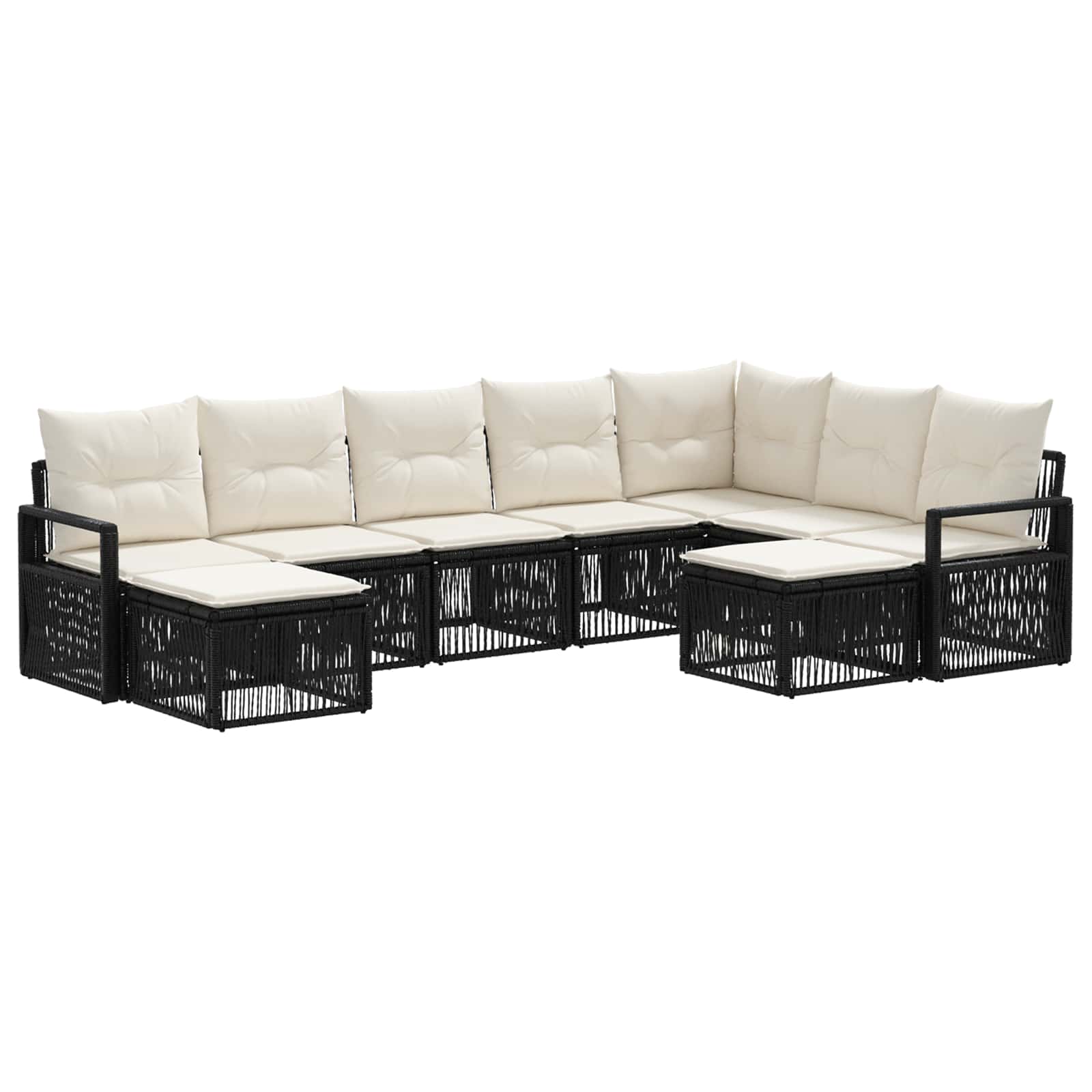 vidaXL Tuinbankenset 10 pcs Zwart poly rattan