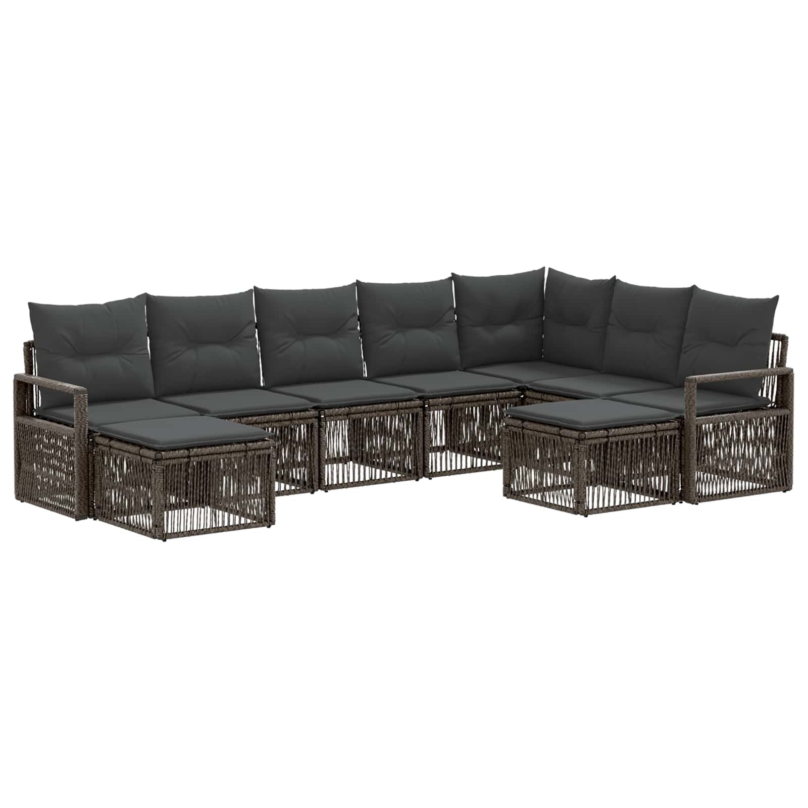vidaXL Tuinbankenset 10 pcs Zwart poly rattan