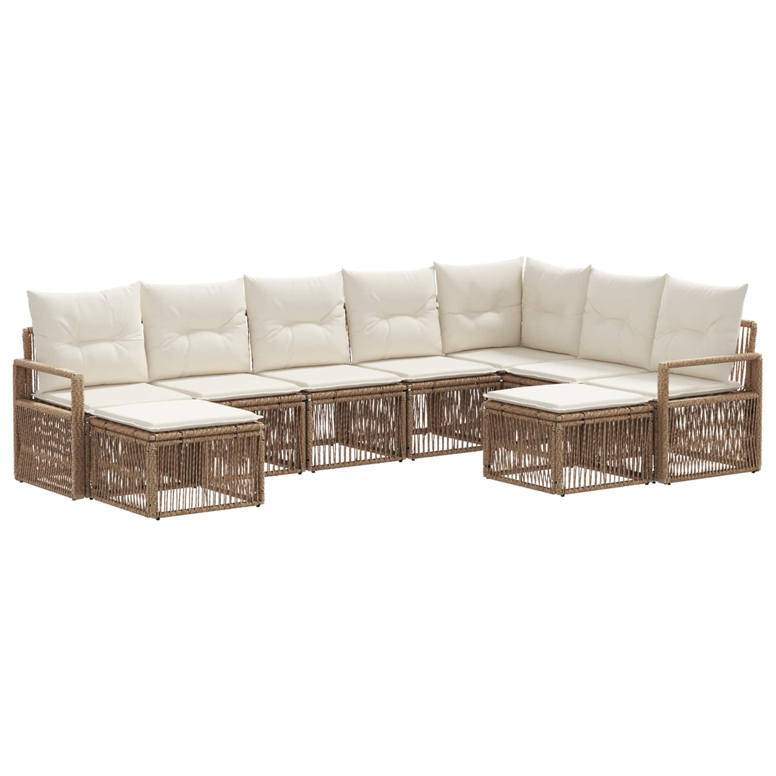 vidaXL Tuinbankenset 10 pcs Zwart poly rattan