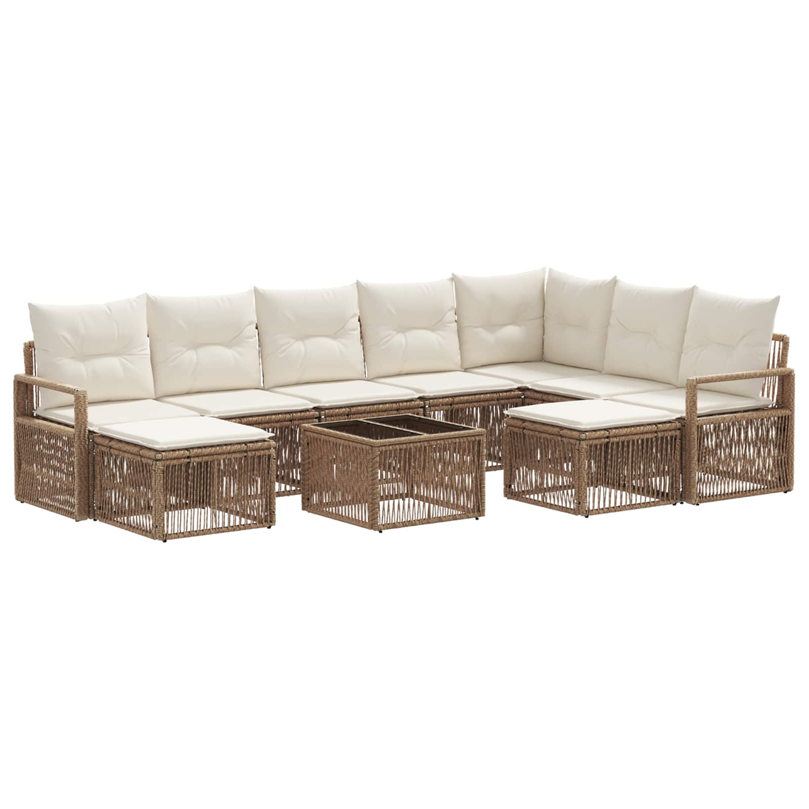vidaXL Tuinbankenset 10 pcs Zwart poly rattan