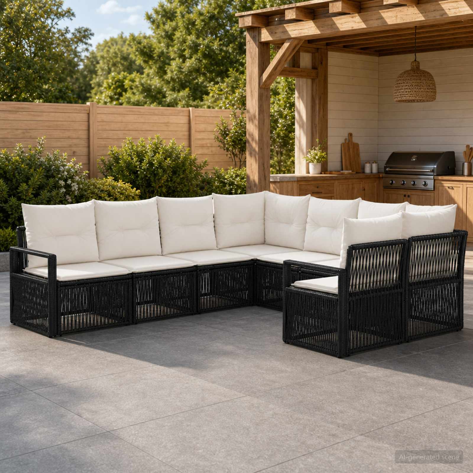 vidaXL Tuinbankenset 8 st 8-Aantal zitplaatsen Zwart poly rattan