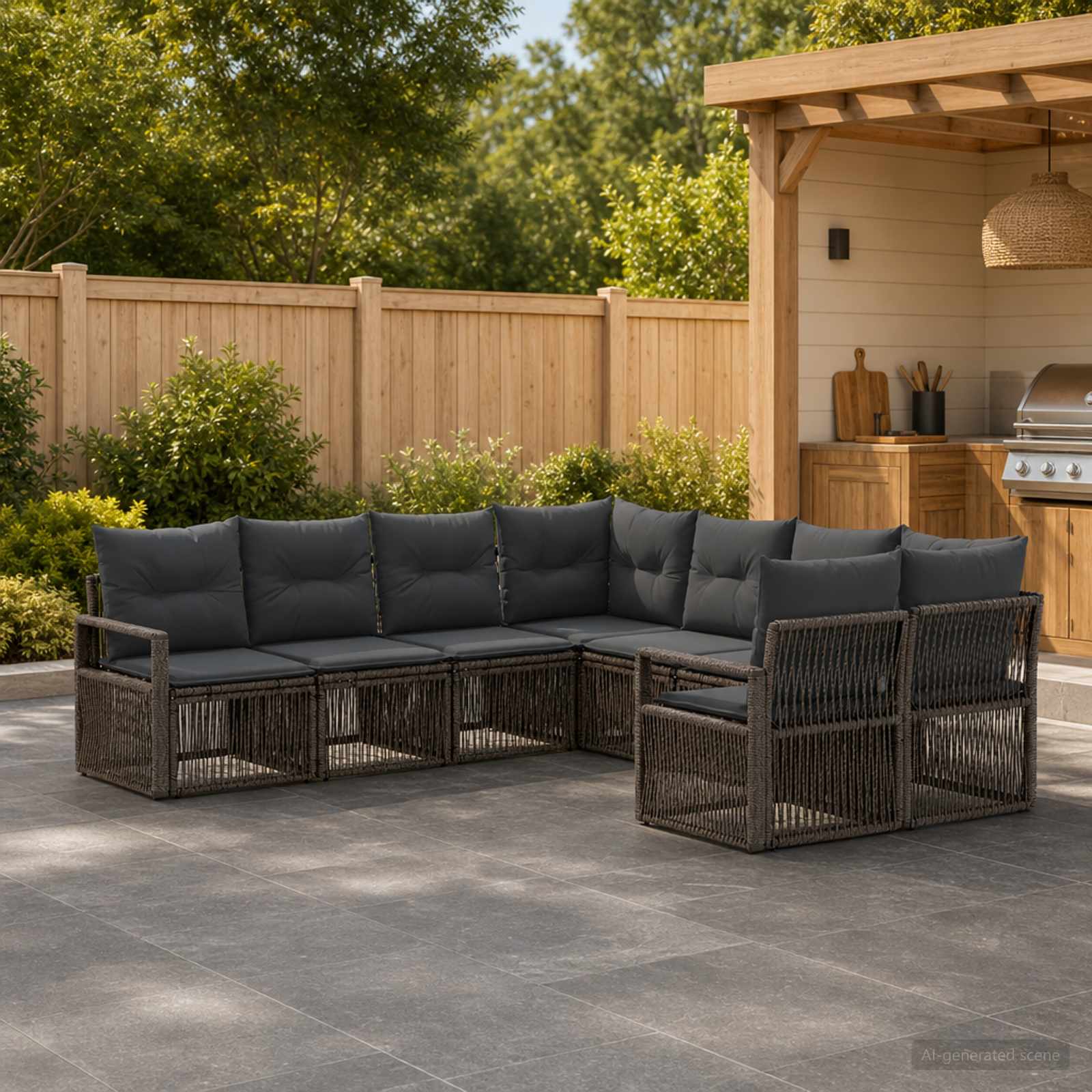 vidaXL Tuinbankenset 8 st 8-Aantal zitplaatsen Zwart poly rattan