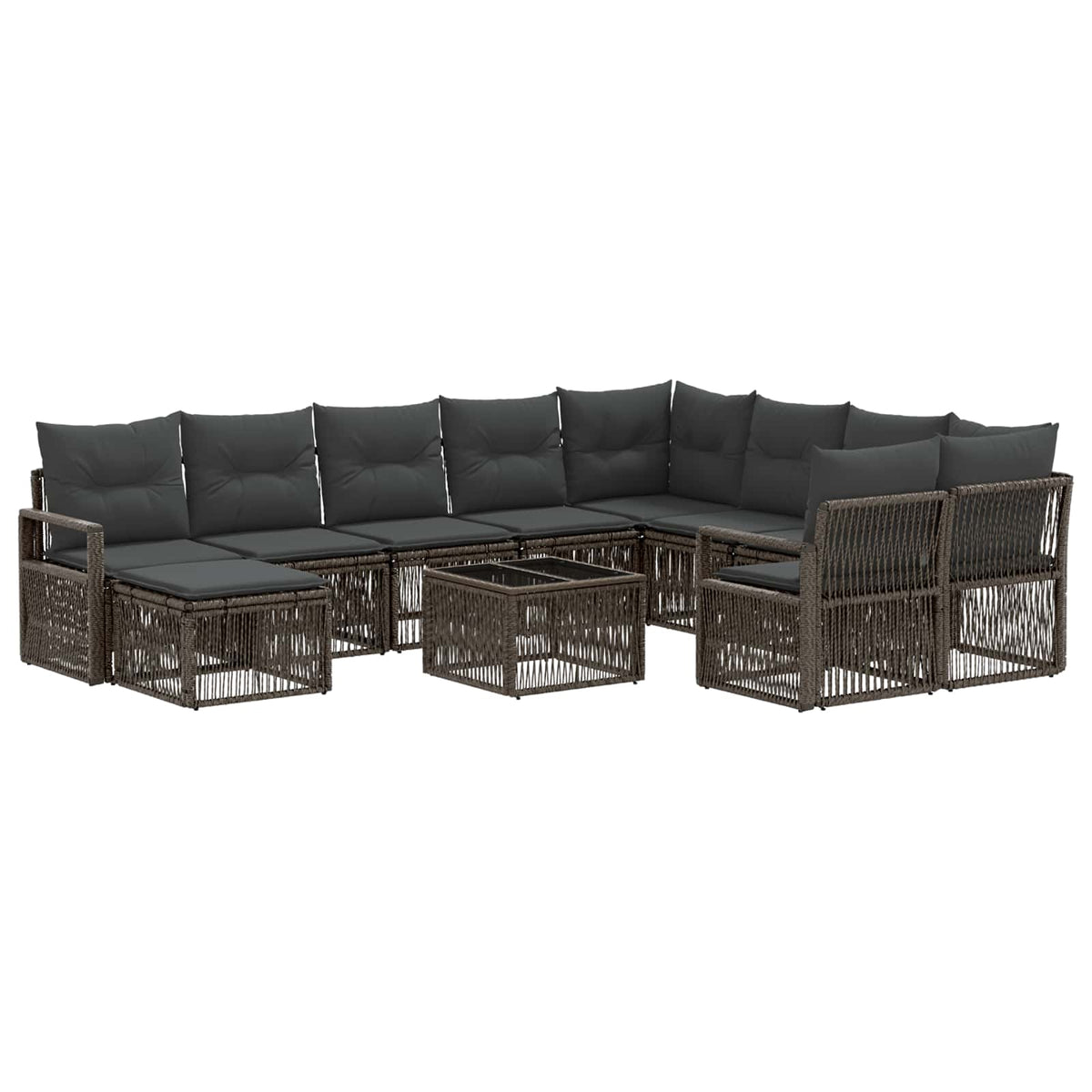 vidaXL Tuinbankenset 11 st Zwart poly rattan