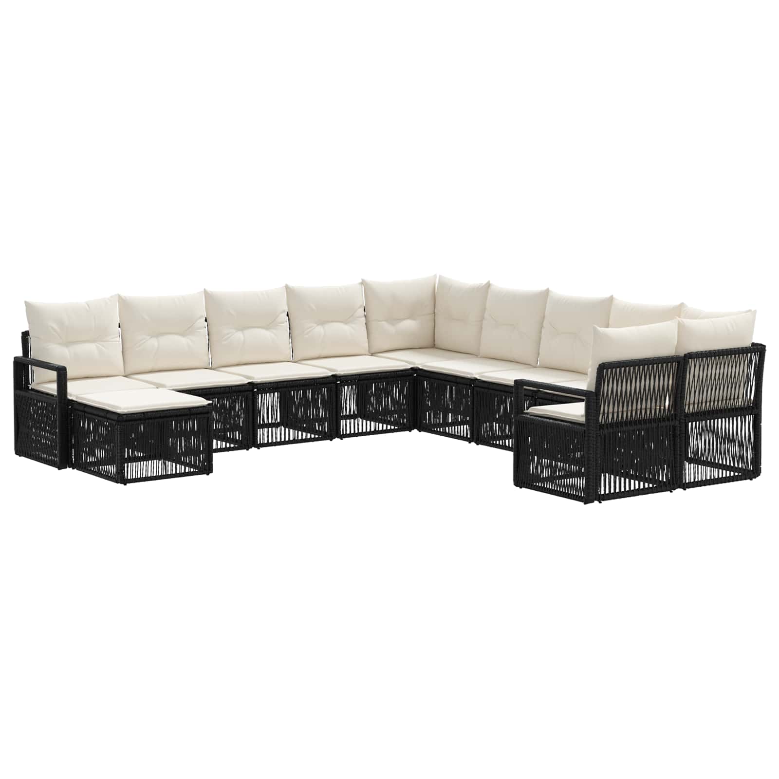 vidaXL Tuinbankenset 12 pcs Zwart poly rattan