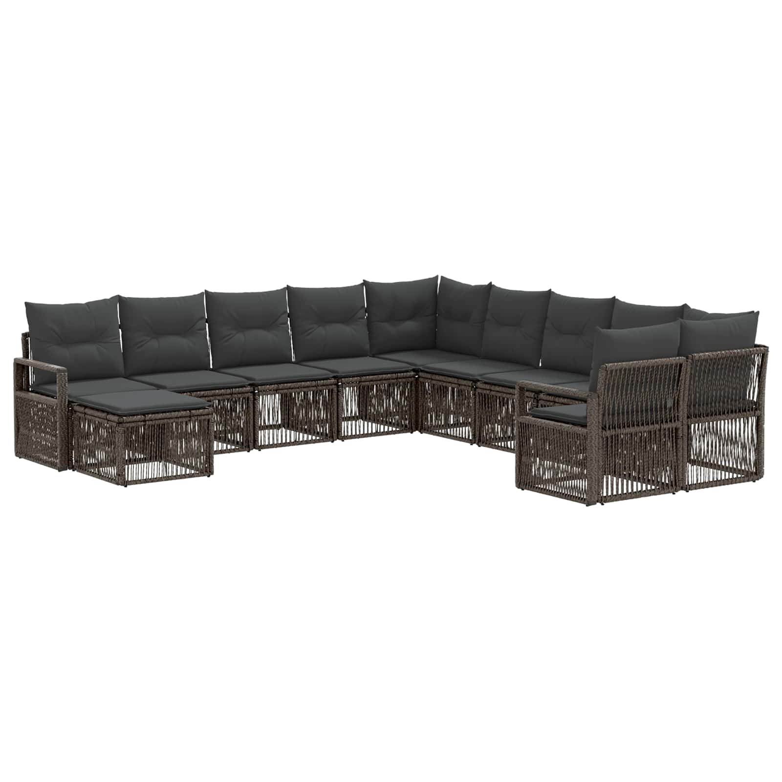 vidaXL Tuinbankenset 12 pcs Zwart poly rattan