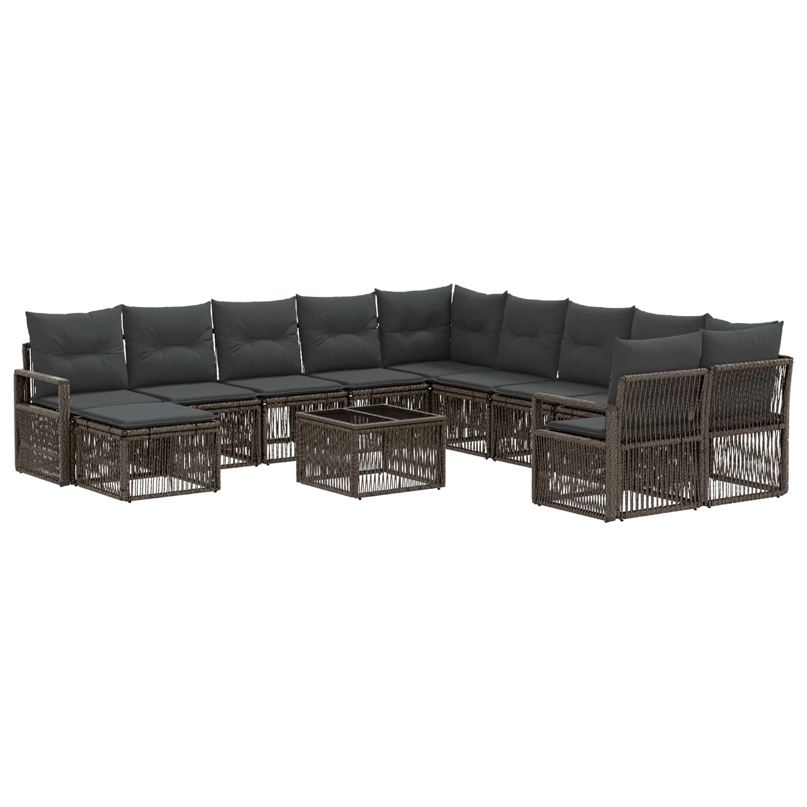 vidaXL Tuinbankenset 12 pcs Zwart poly rattan