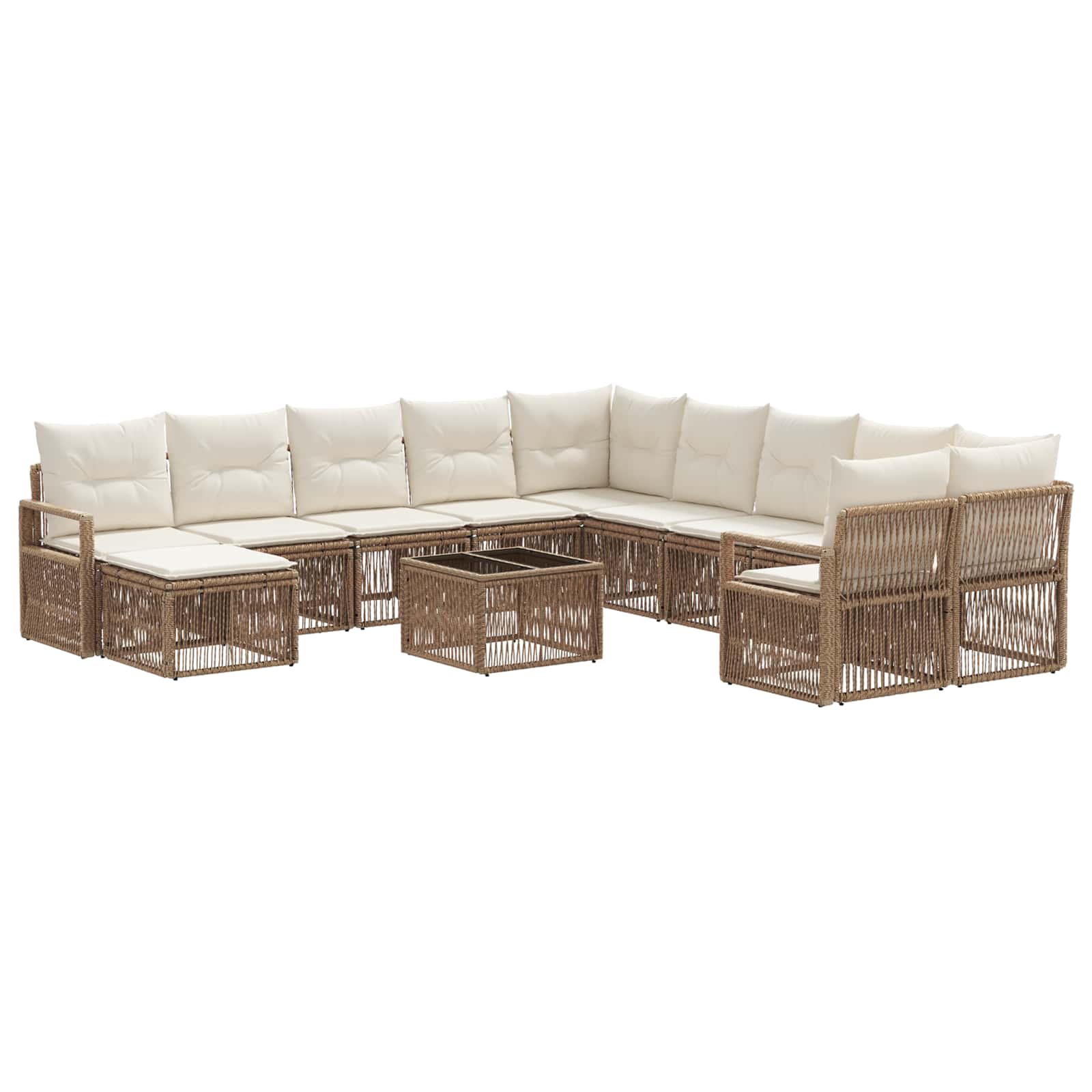 vidaXL Tuinbankenset 12 pcs Zwart poly rattan