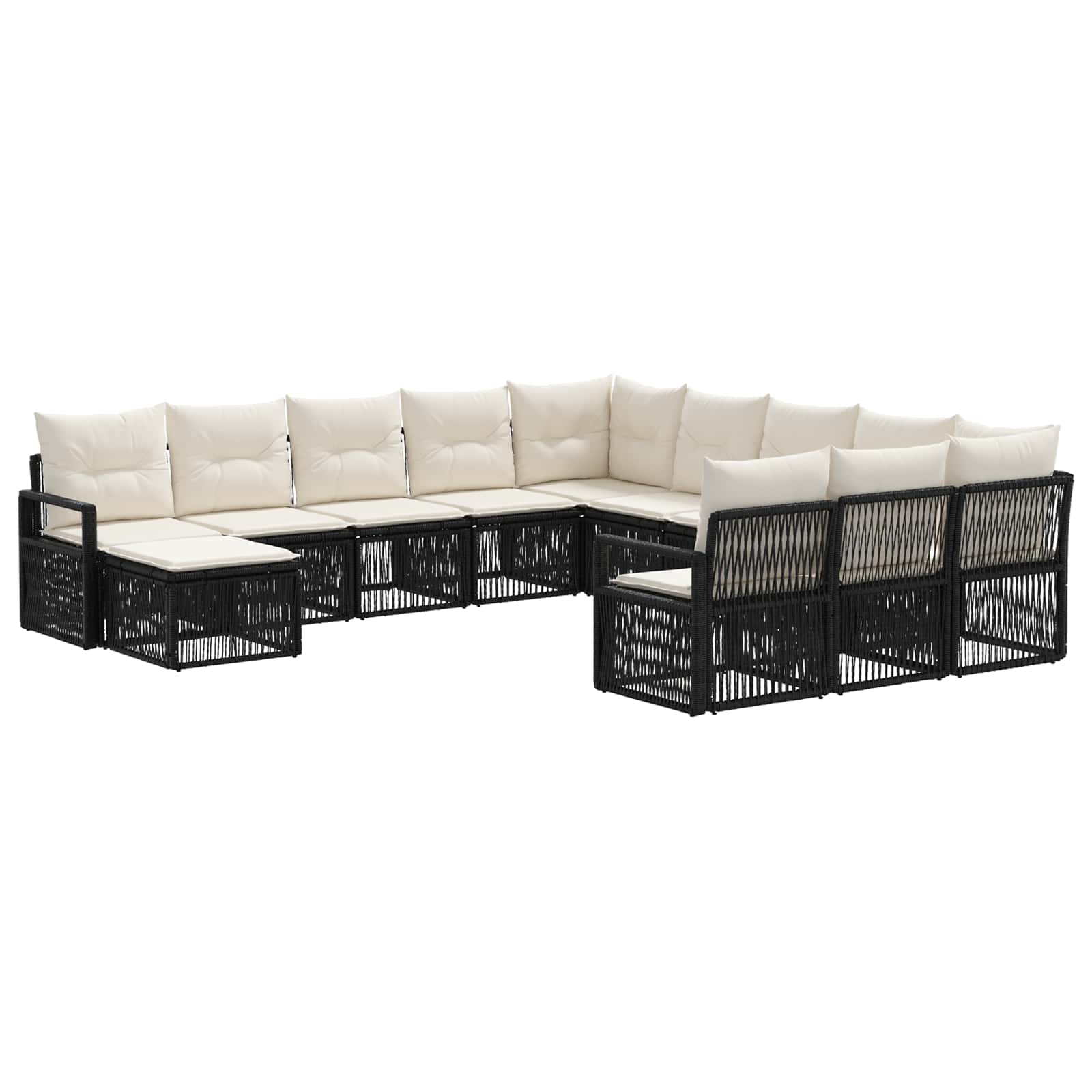 vidaXL Tuinbankenset 13 pcs Zwart poly rattan
