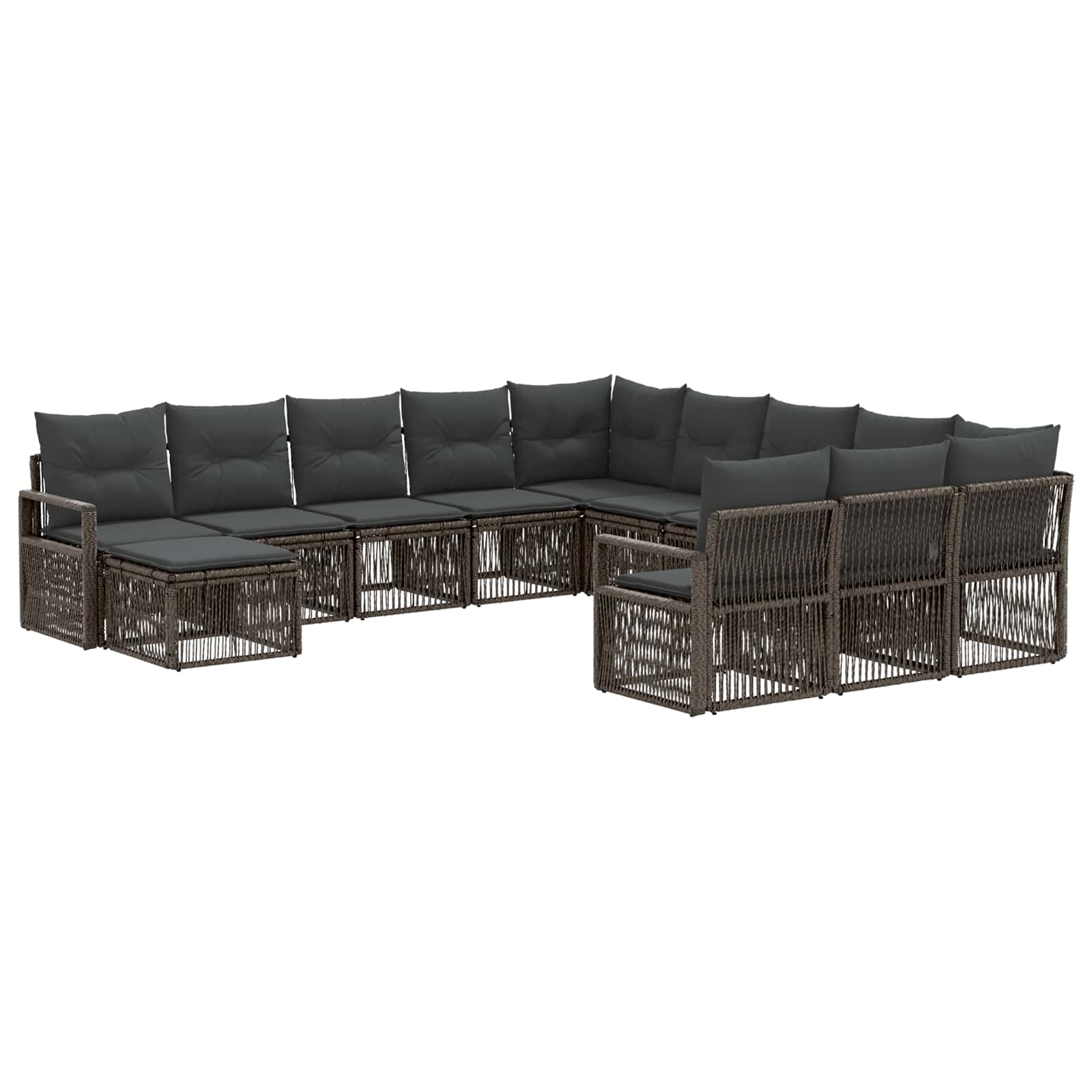 vidaXL Tuinbankenset 13 pcs Zwart poly rattan